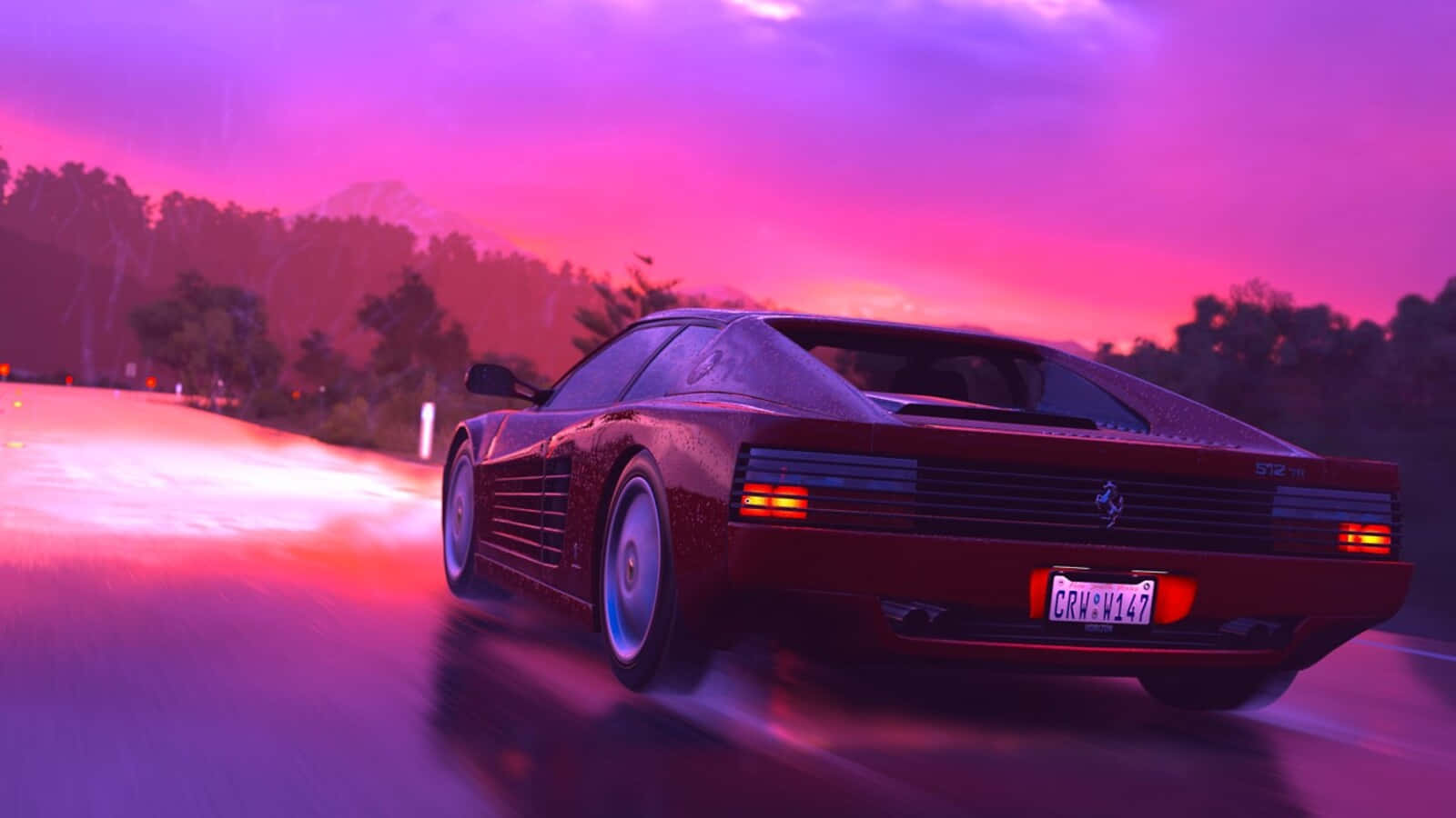 Ferrari Testarossa, red, wet road, HD Desktop Wallpaper