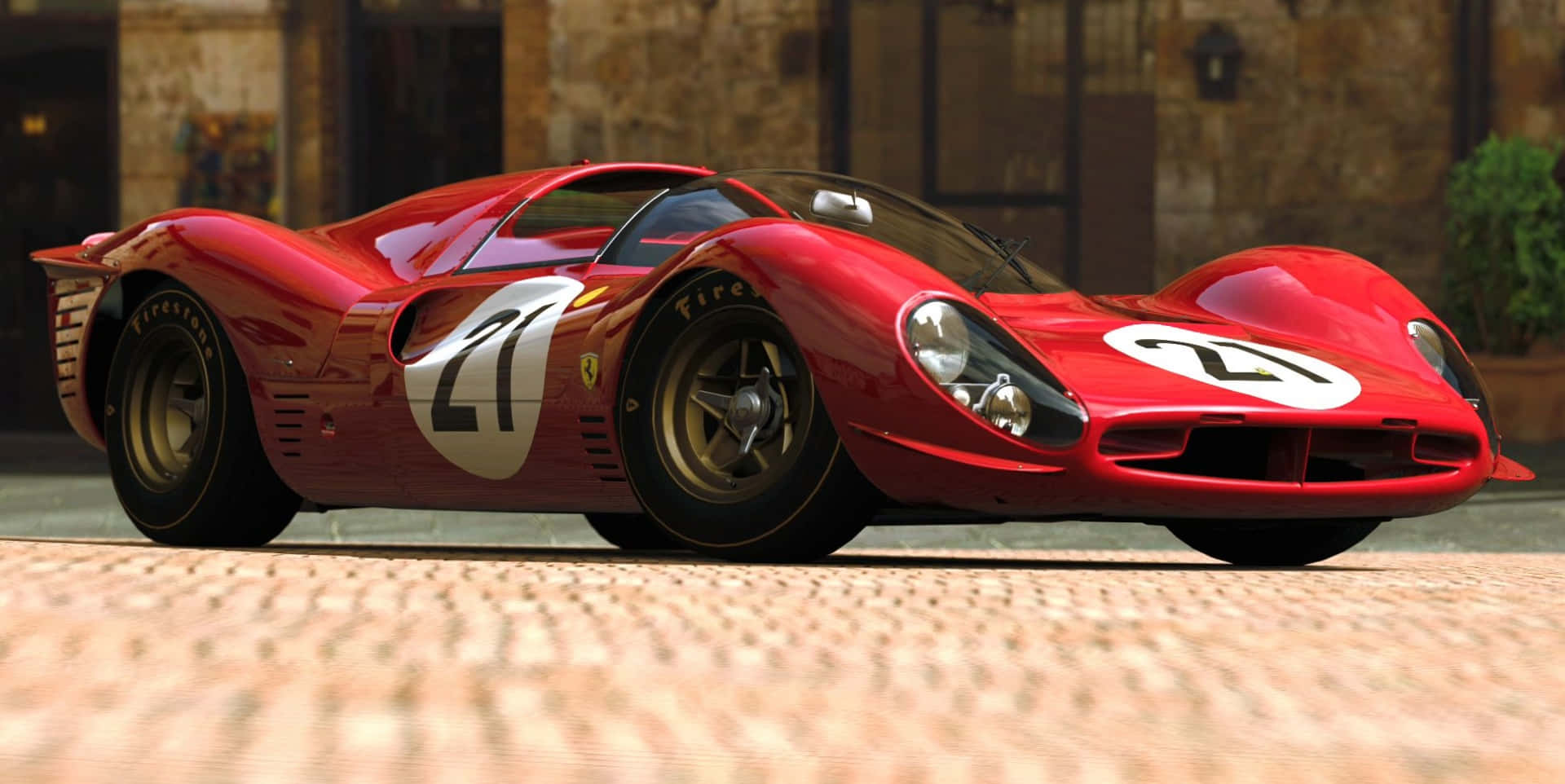 Ferrari 330, glossy red, number 21, Full HD Desktop Wallpaper