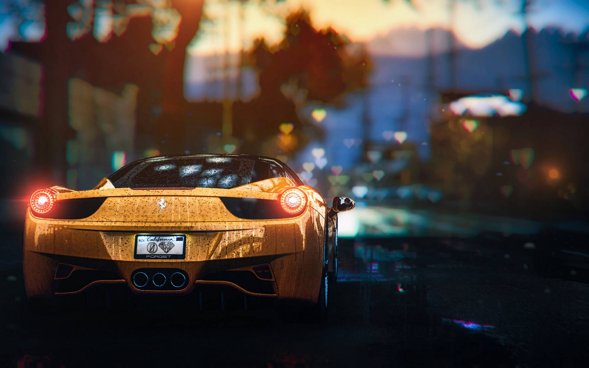 Ferrari 458, golden, wet paint, Full HD Desktop Wallpaper