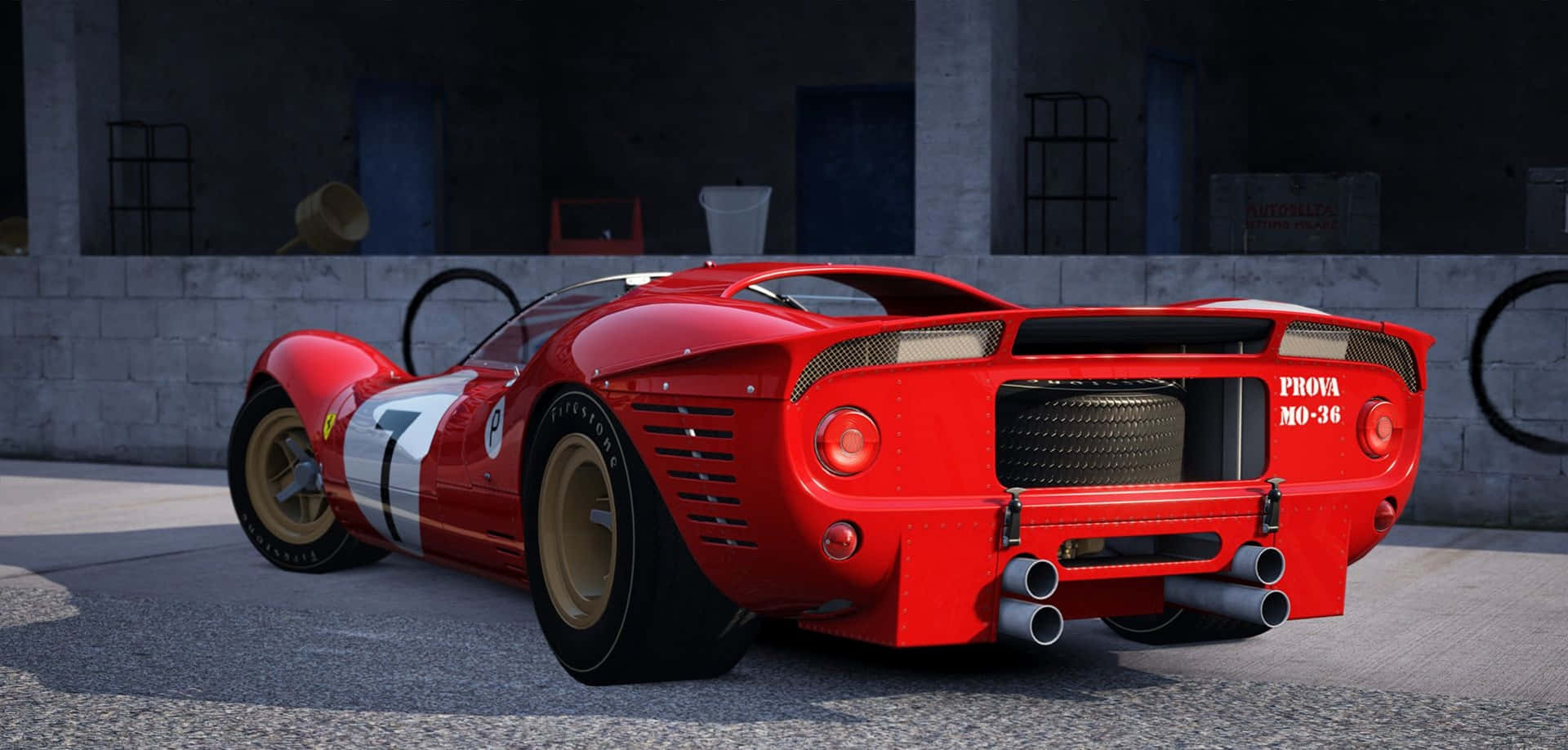 Ferrari 330, vibrant red, four exhaust pipes, Full HD Desktop Wallpaper