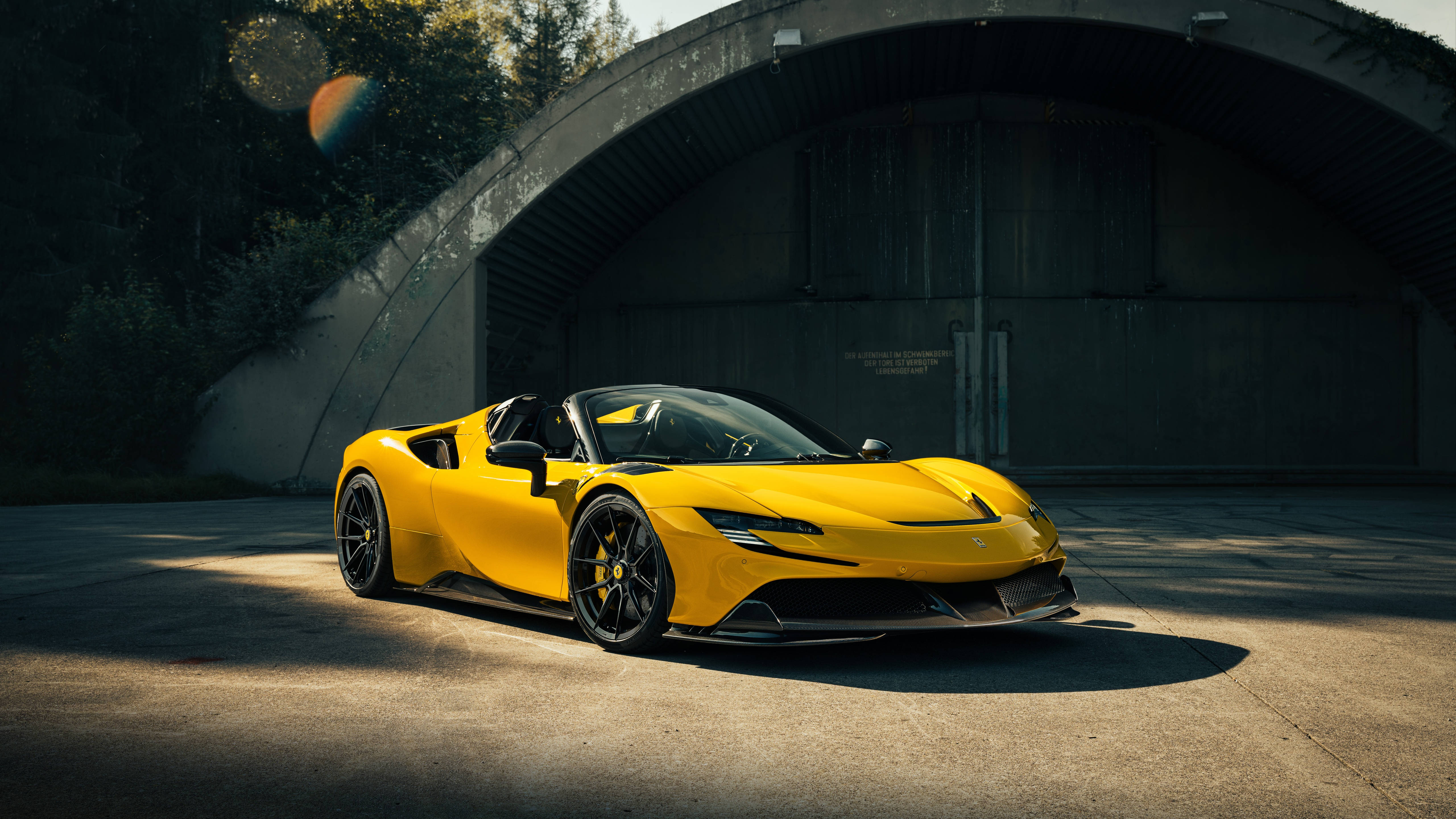 Ferrari, 5120x1440, vibrant yellow, 5K Desktop Wallpaper