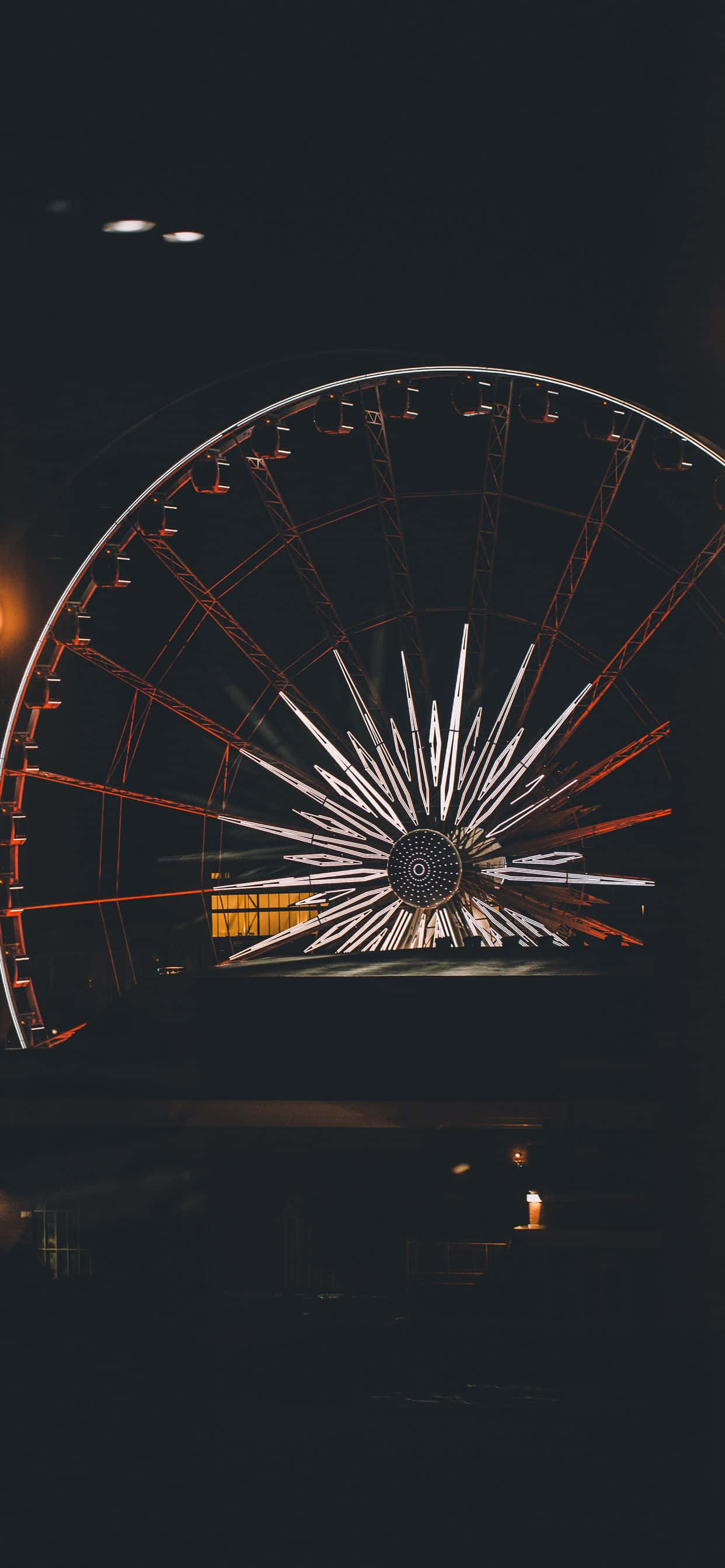 Ferris wheel, night sky, illuminated, 2K Phone Wallpaper