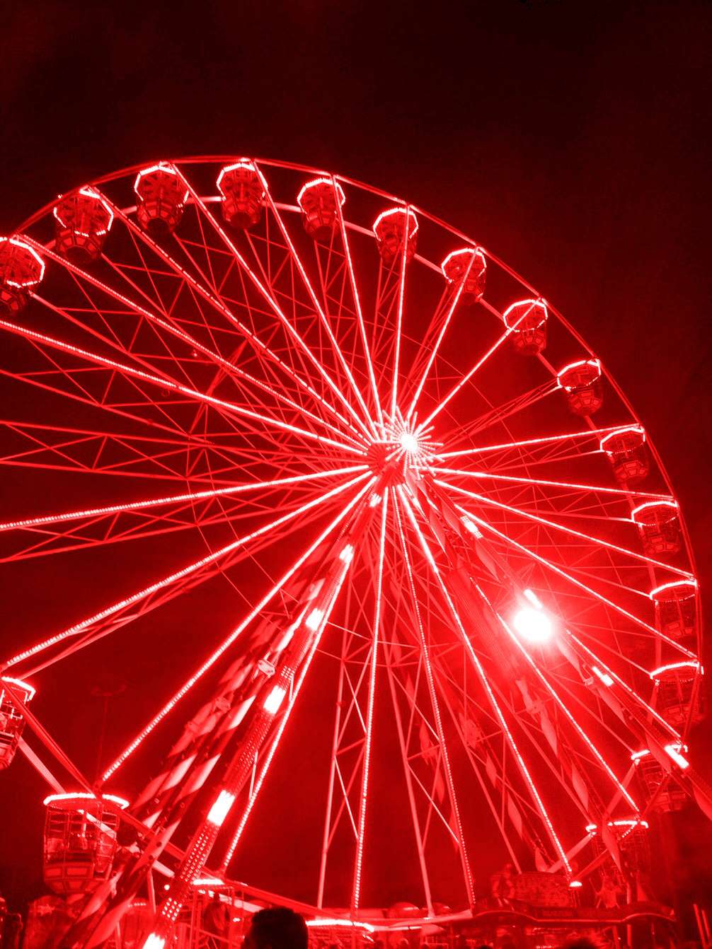 Neon Red Aesthetic, Ferris wheel, dark night sky, HD Phone Wallpaper