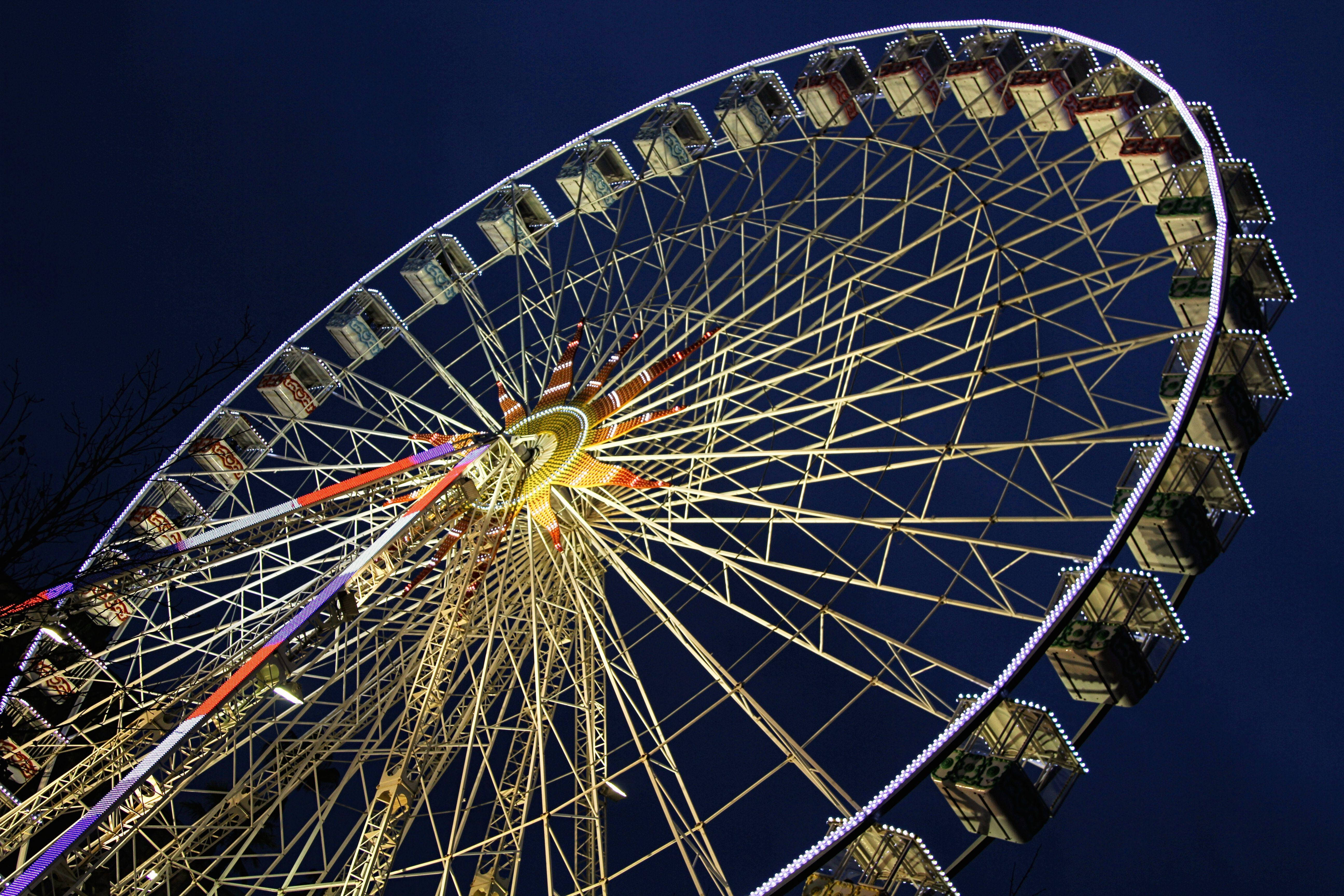 Ferris wheel, lights, night, 5K Desktop Wallpaper