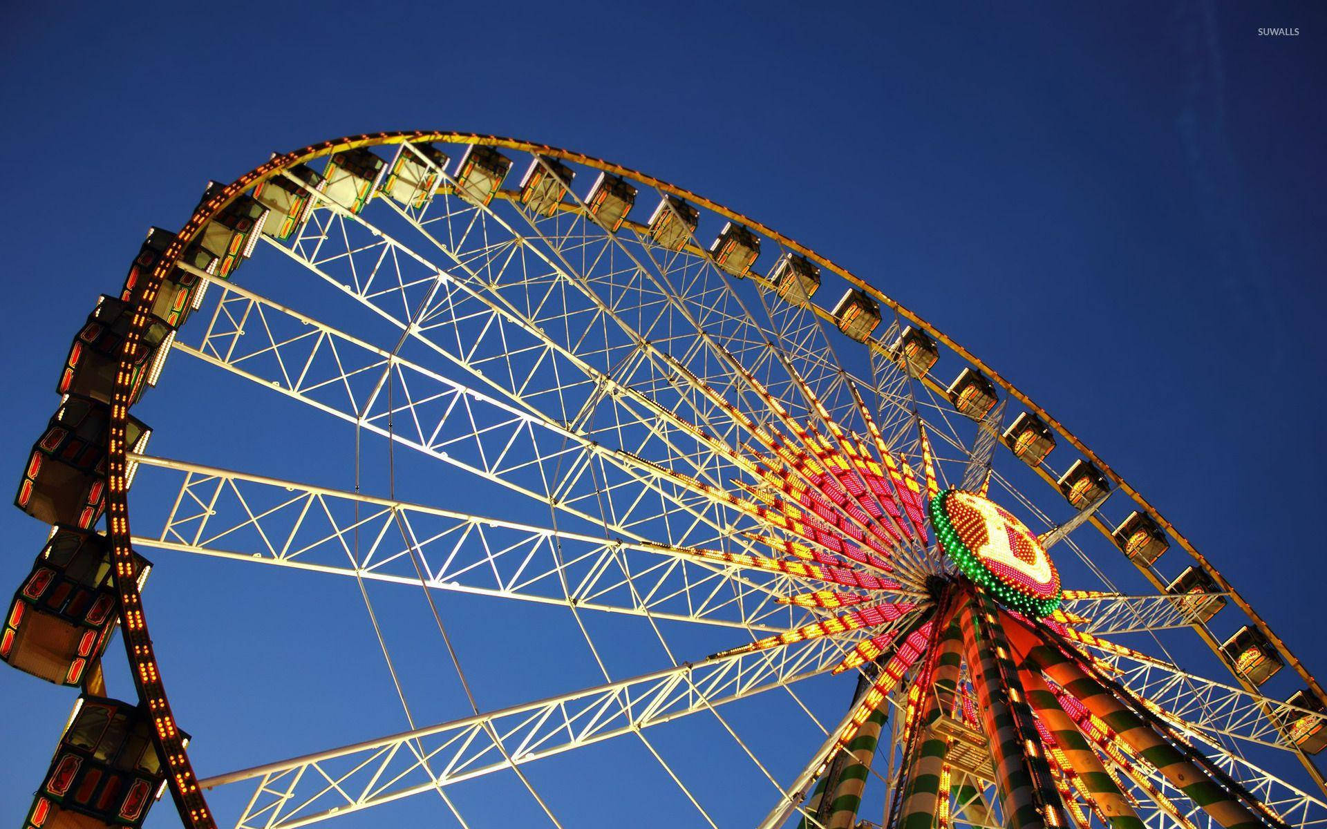 Ferris wheel, yellow, blue sky, Full HD Desktop Wallpaper