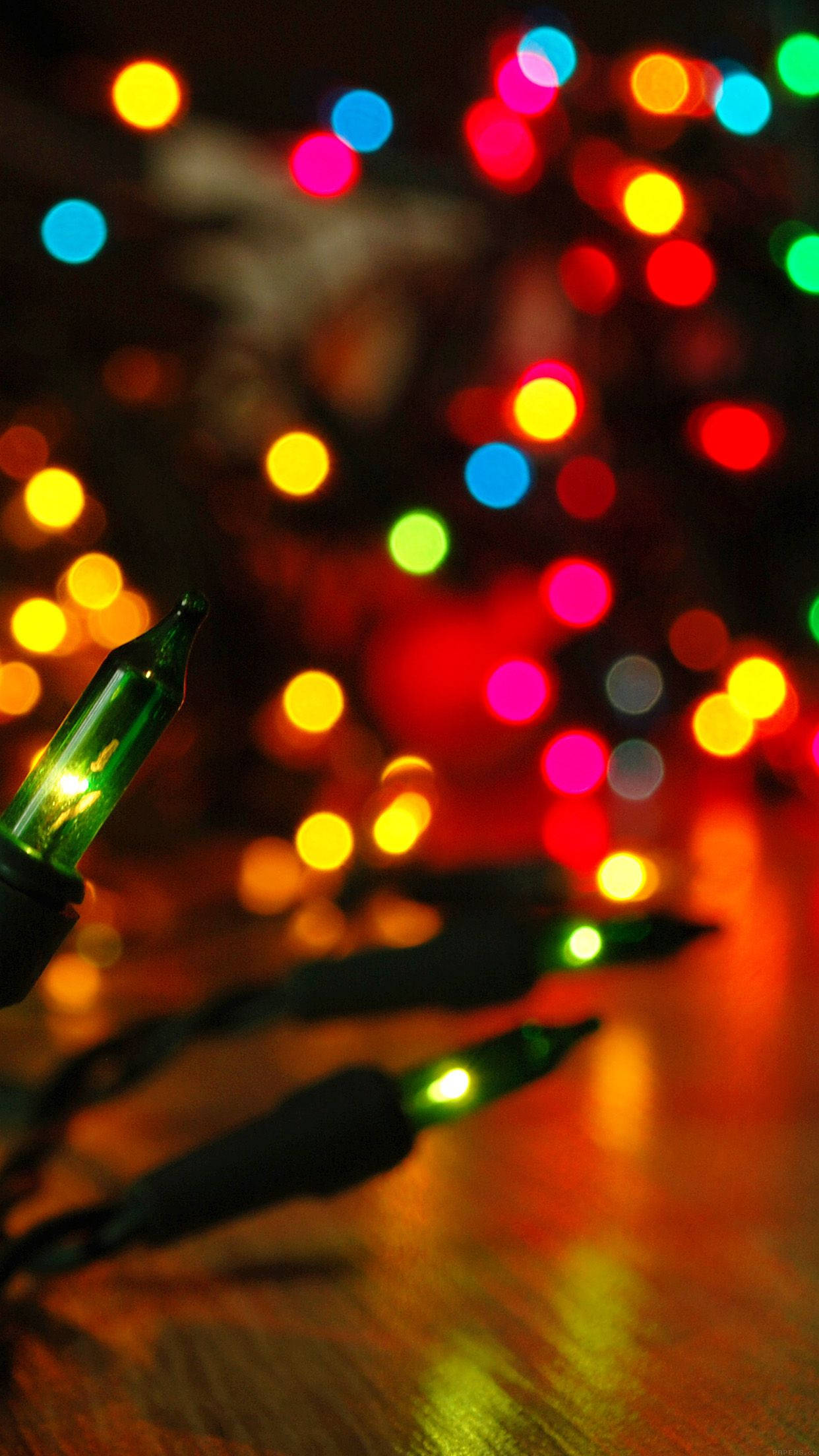 Christmas Festive Lights, green string light, colorful bokeh lights, Full HD Phone Wallpaper