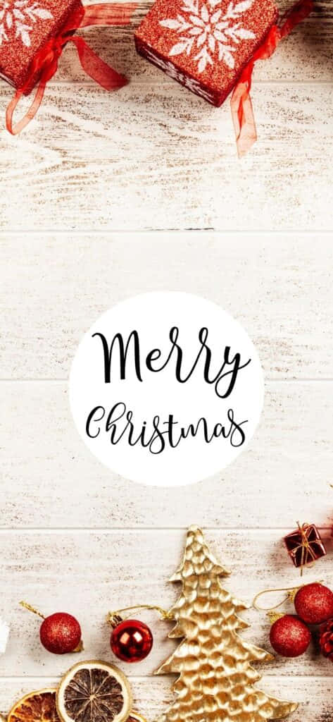 Merry Christmas, red glitter boxes, dried citrus slices, SD Phone Wallpaper