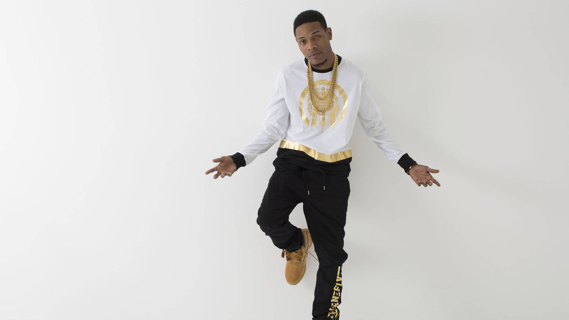 Fetty Wap, gold chains, white shirt, Full HD Desktop Wallpaper