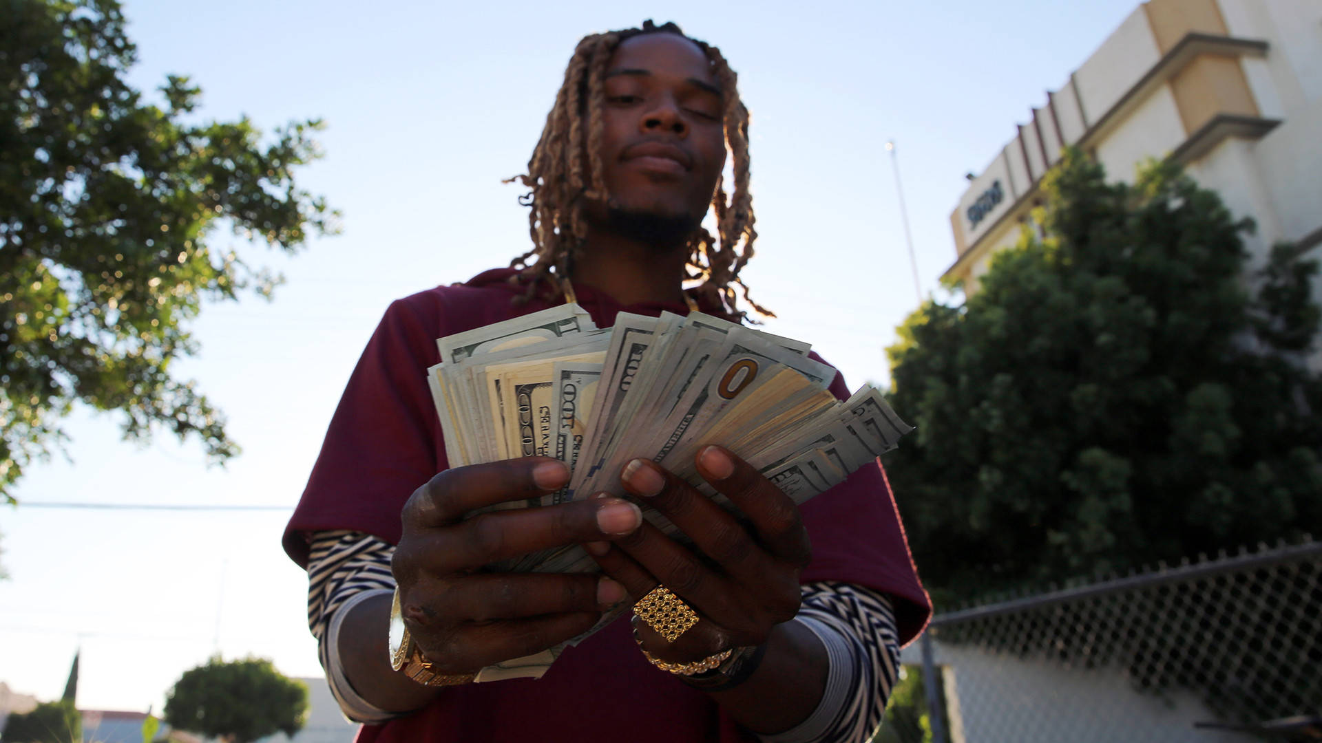 Fetty Wap, US dollar bills, braided hair, Full HD Desktop Wallpaper