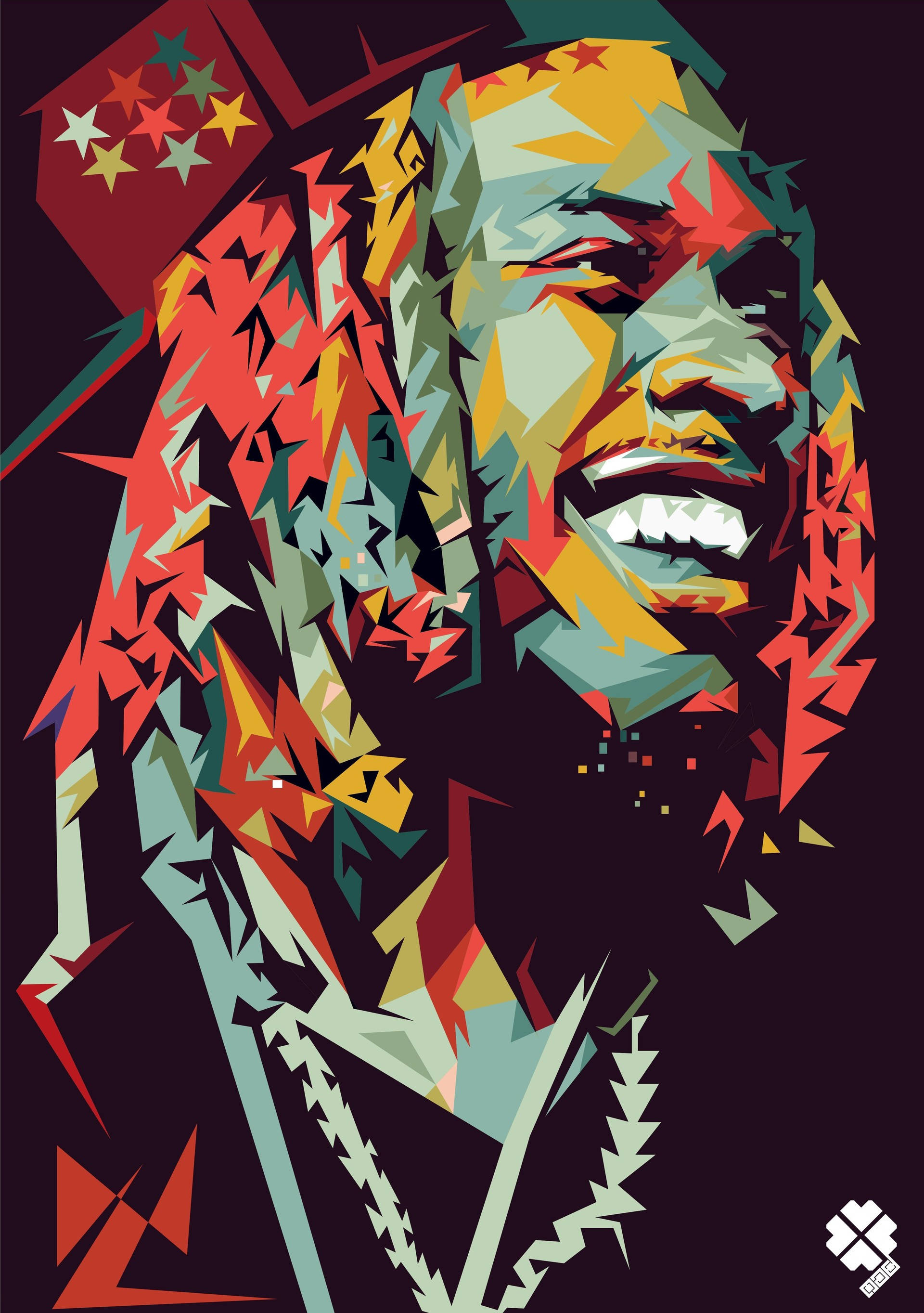 Fetty Wap, digital drawing, vibrant geometric portrait, 2K Phone Wallpaper