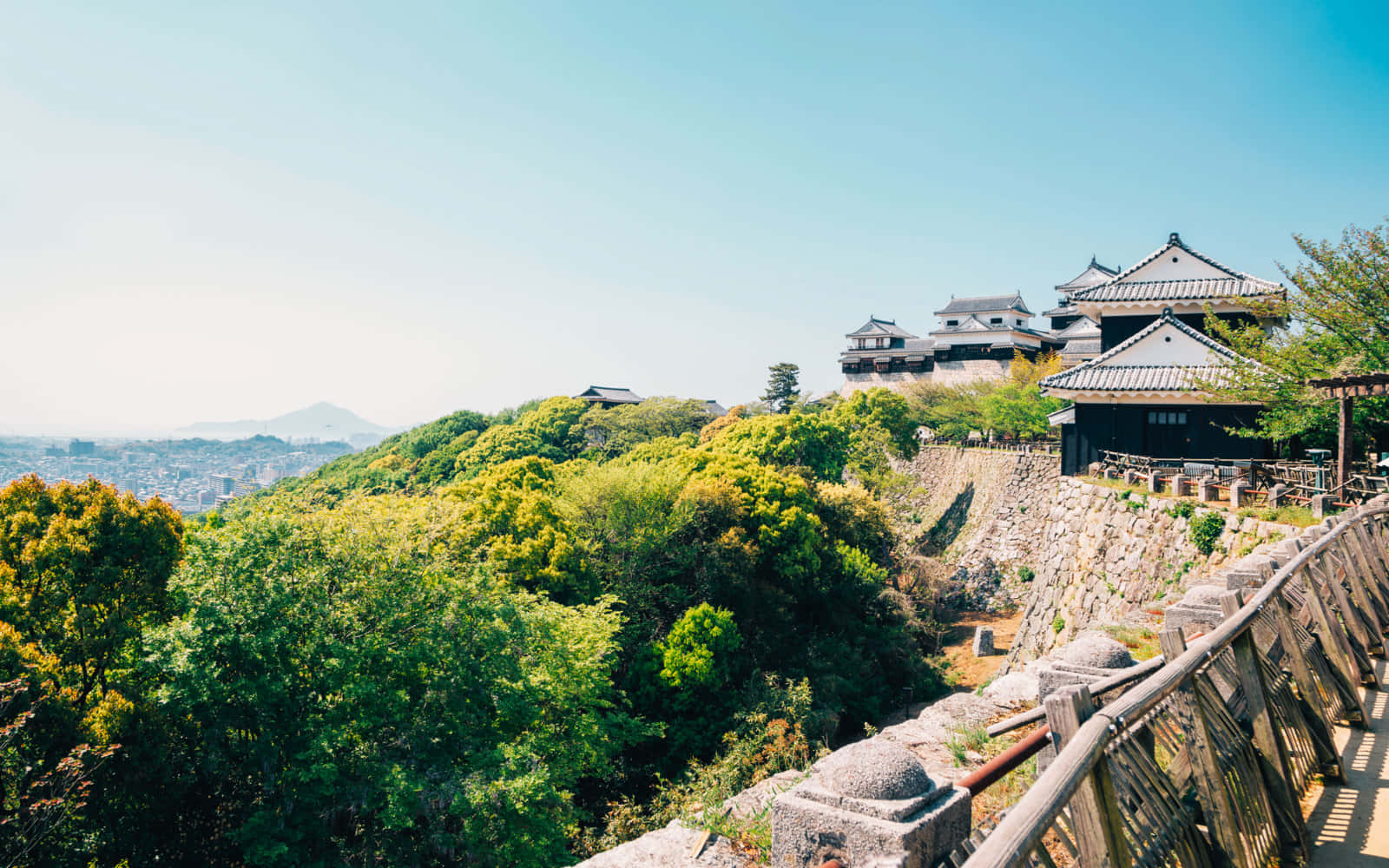 Feudal Japan, traditional Japanese castle, lush green hill, HD Desktop Wallpaper