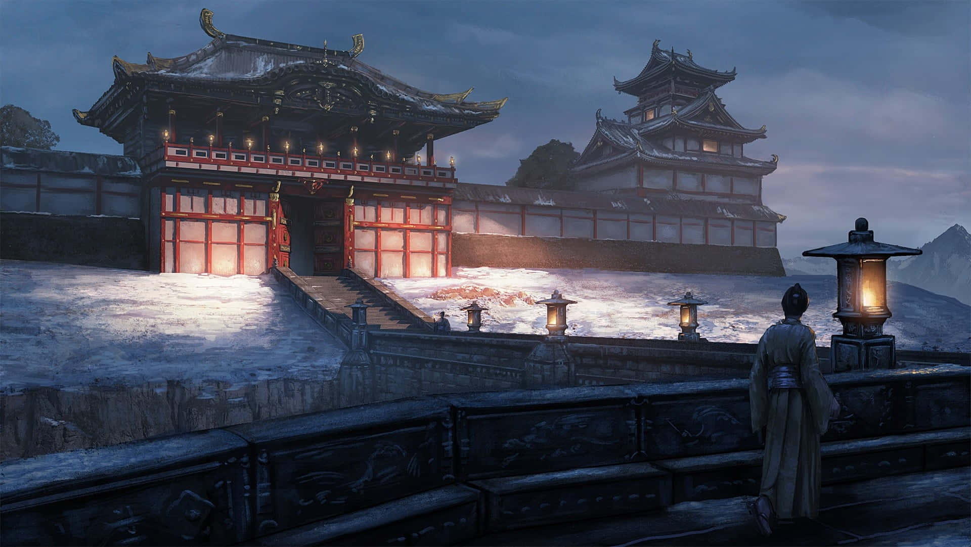 feudal Japan, torii gate, traditional robes, Full HD Desktop Wallpaper
