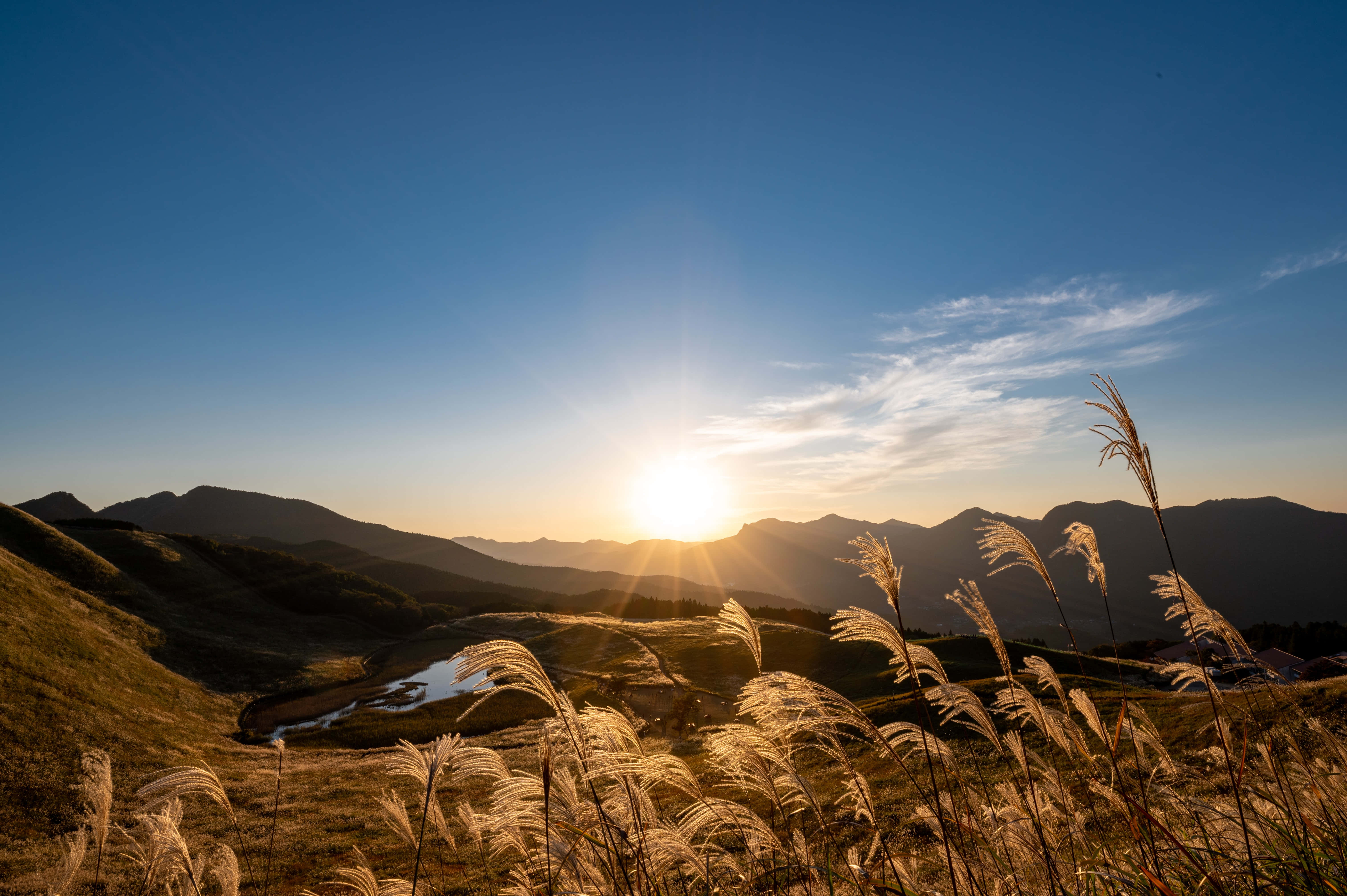 Japan, golden sunset, mountain ridges, 5K Desktop Wallpaper