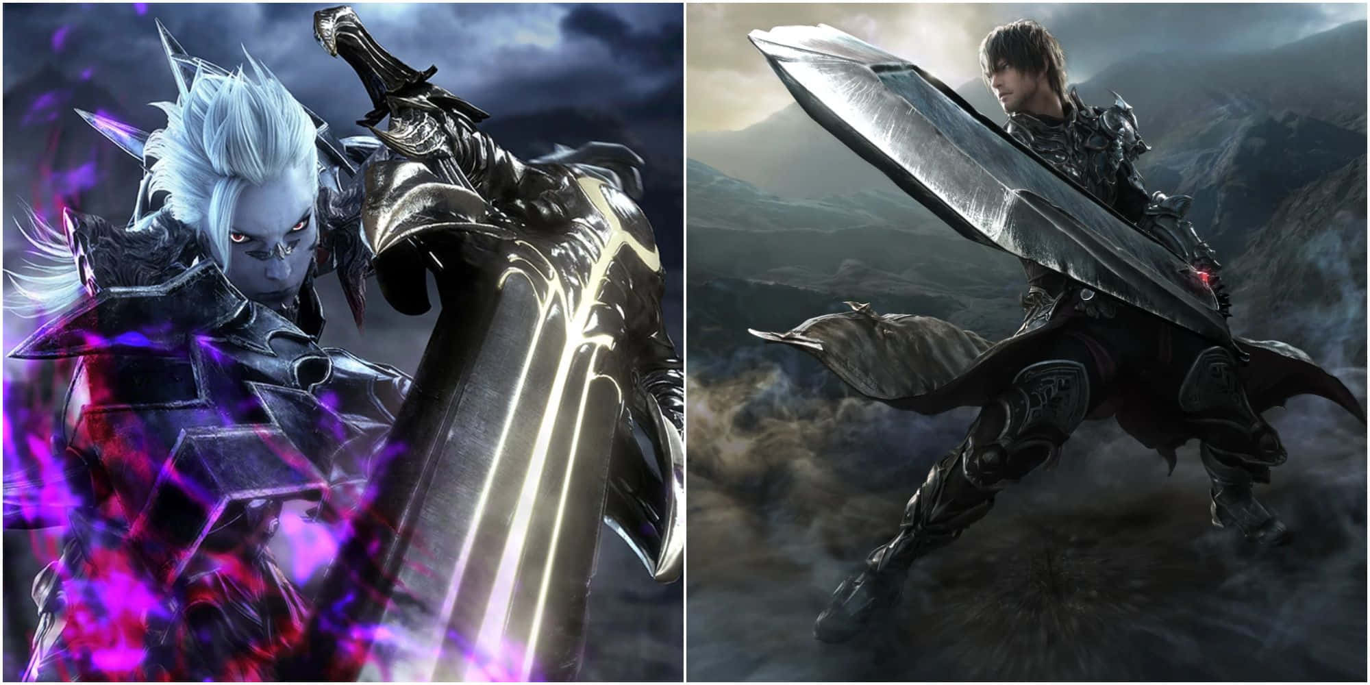 Ffxiv Dark Knight, white-haired warrior, glowing eyes, Full HD Desktop Wallpaper