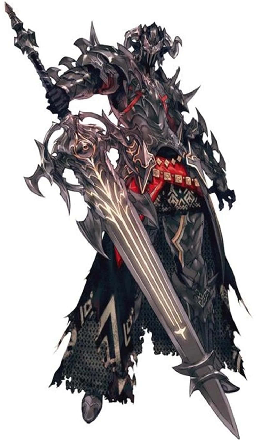 Ffxiv Dark Knight, ornate silver and red gear, massive glowing sword, HD Phone Wallpaper