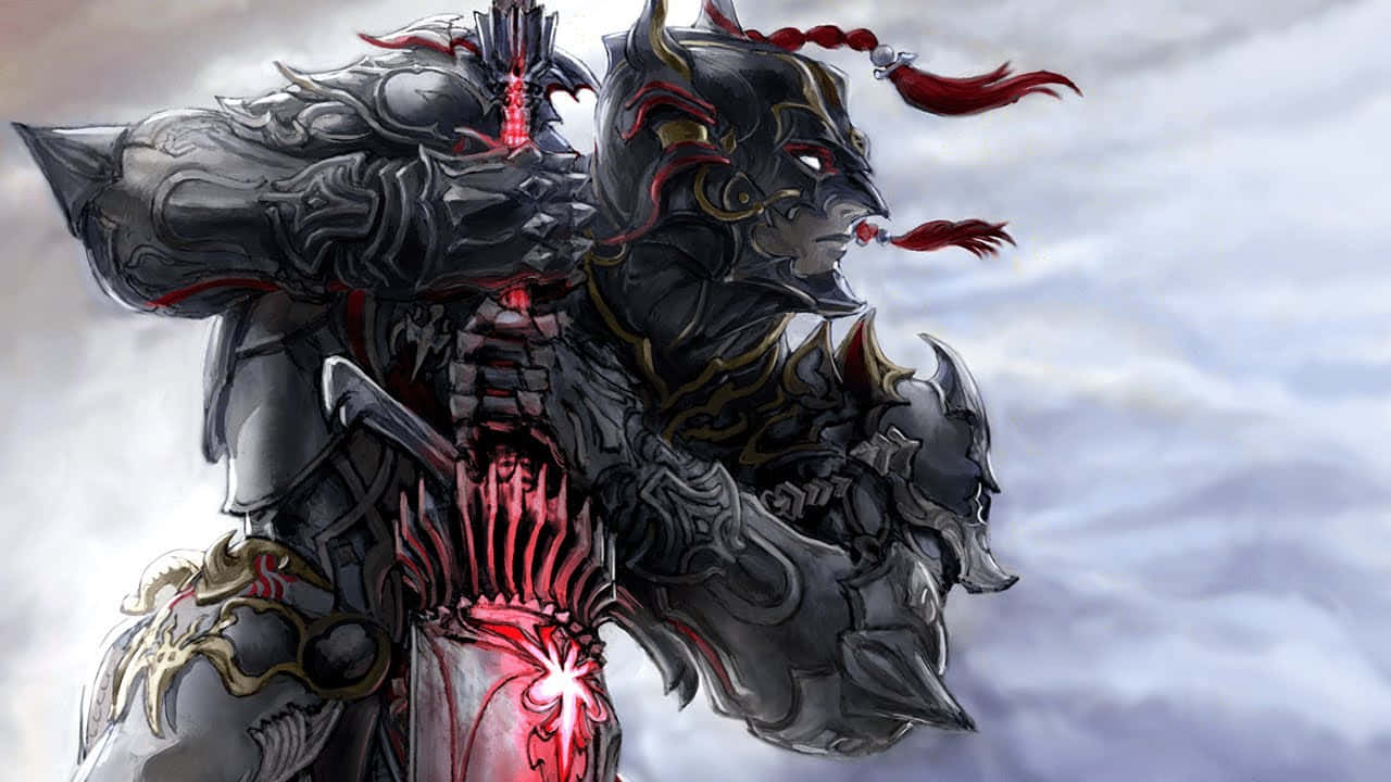 Ffxiv Dark Knight, fearsome sword, moonlit sky, HD Desktop Wallpaper