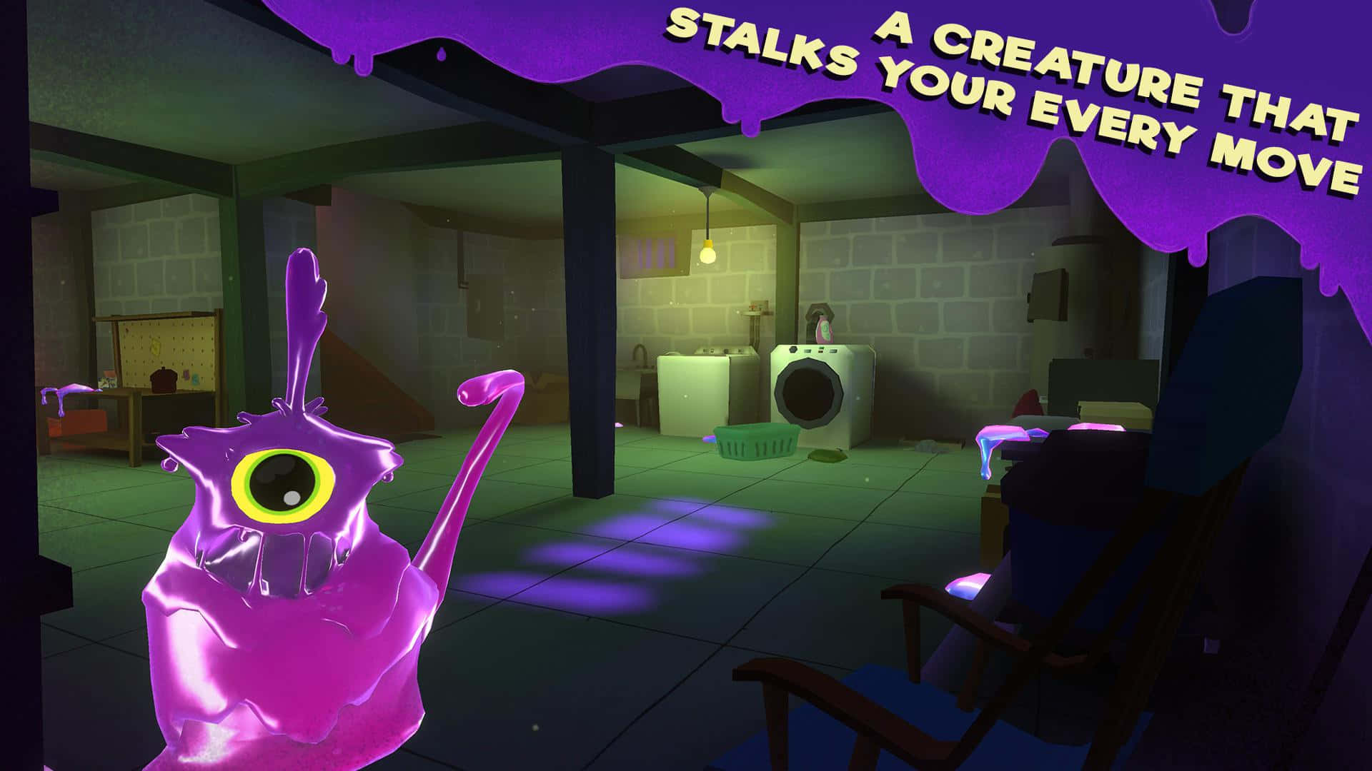 FGTeeV, pink slime, glowing purple one-eyed creature, Full HD Desktop Wallpaper