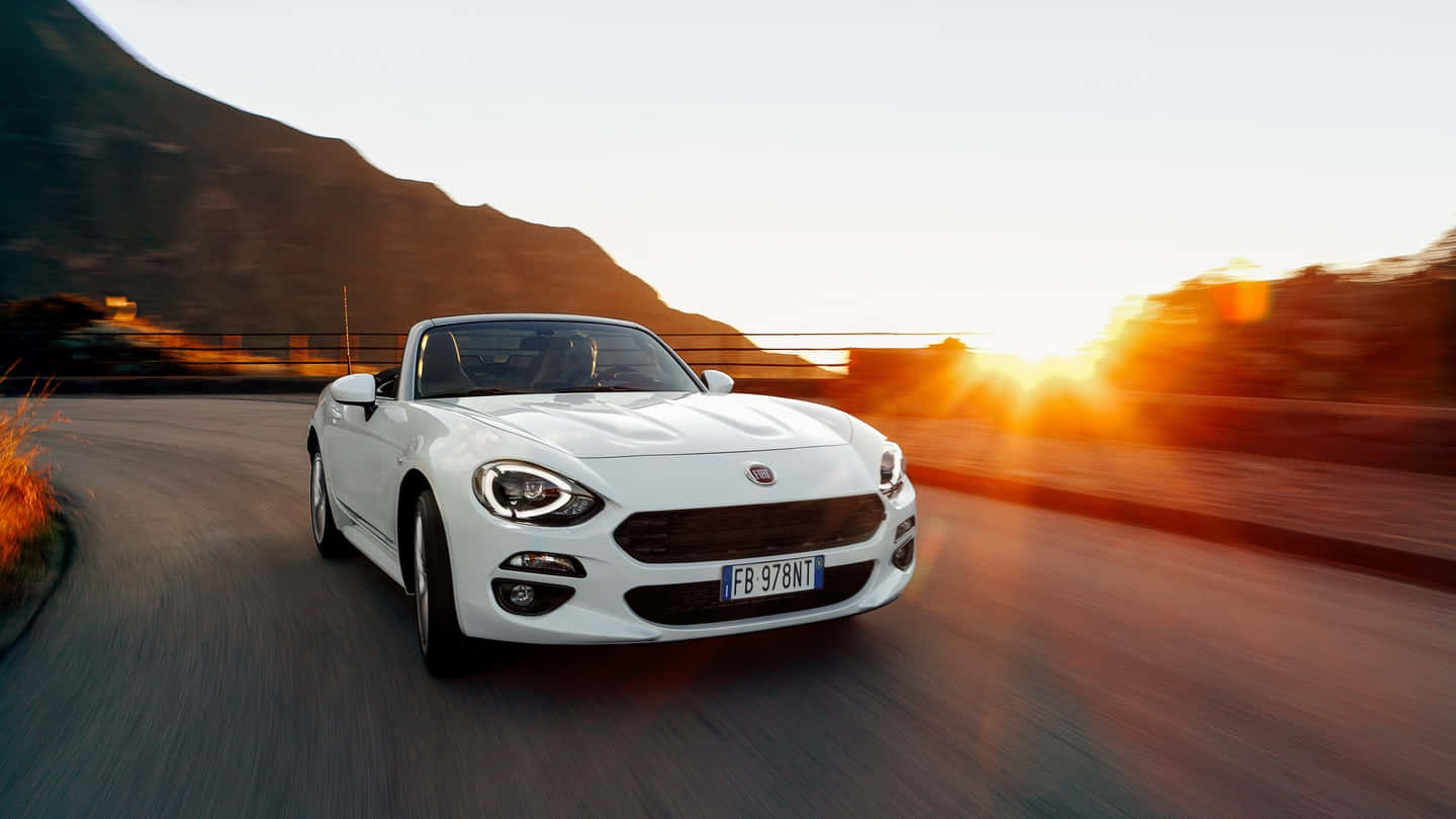 Fiat 124 Spider, white, convertible sports car, HD Desktop Wallpaper