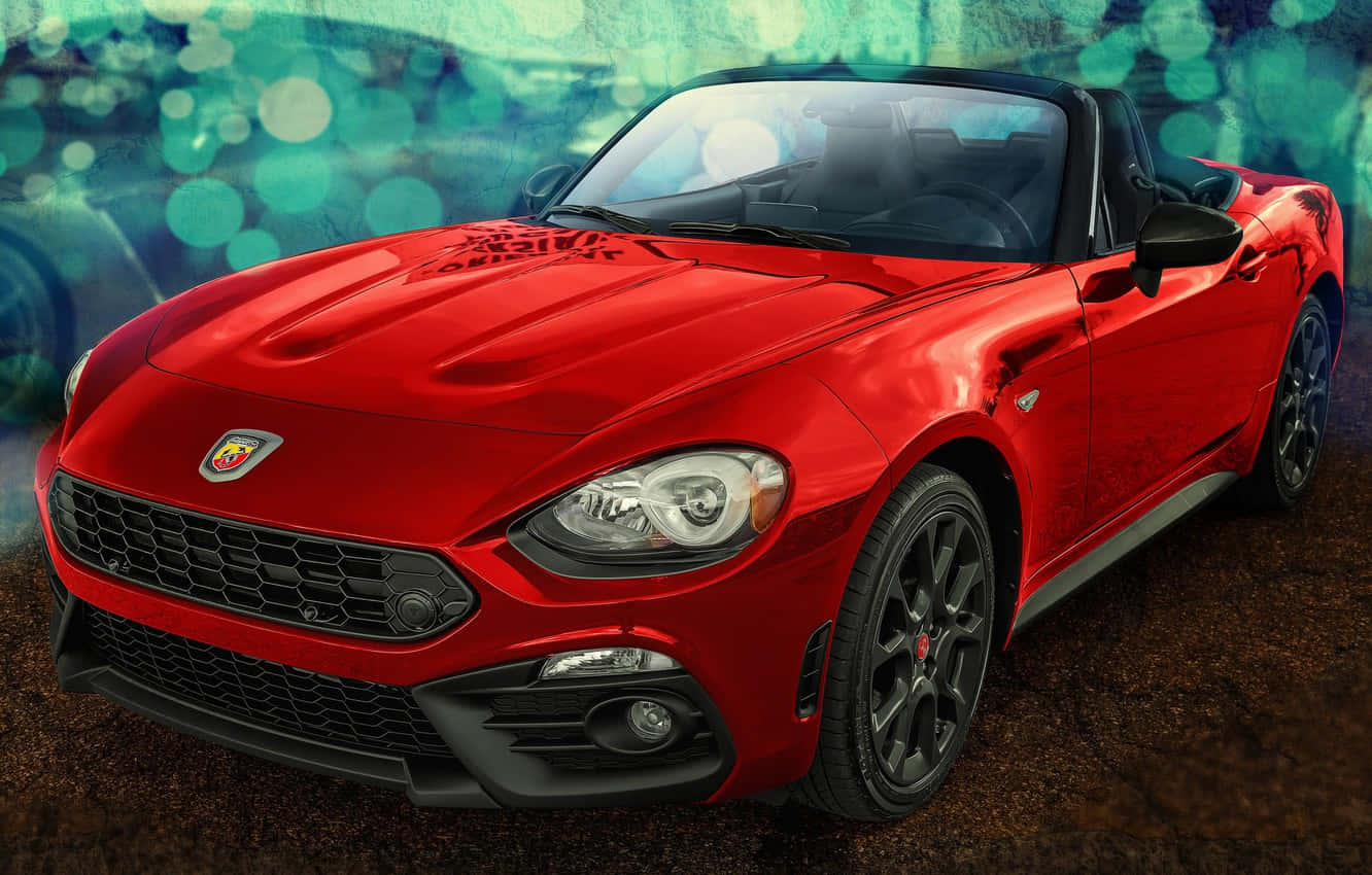 Fiat 124 Spider, glossy red, teal bokeh lights, HD Desktop Wallpaper