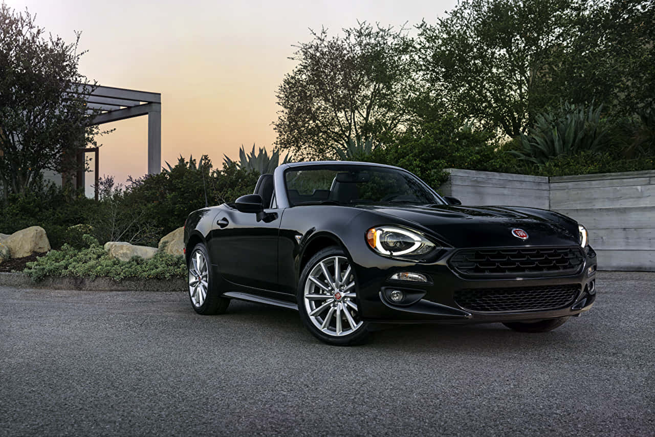 Fiat 124 Spider, black, convertible, HD Desktop Wallpaper