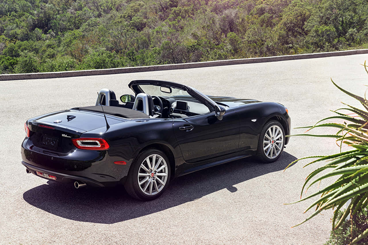 Fiat 124 Spider, black, convertible, HD Desktop Wallpaper