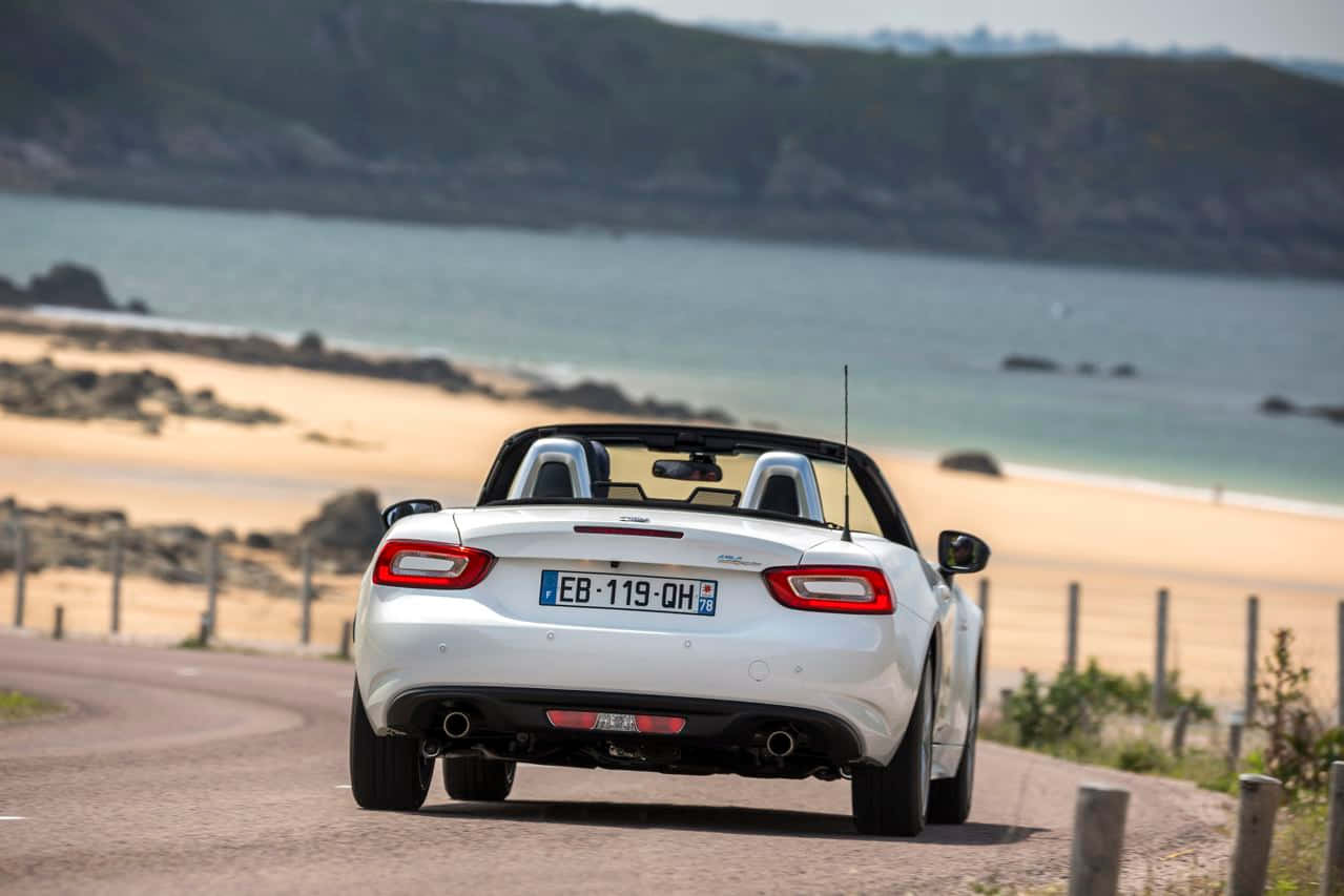 Fiat 124 Spider, white, convertible, SD Desktop Wallpaper