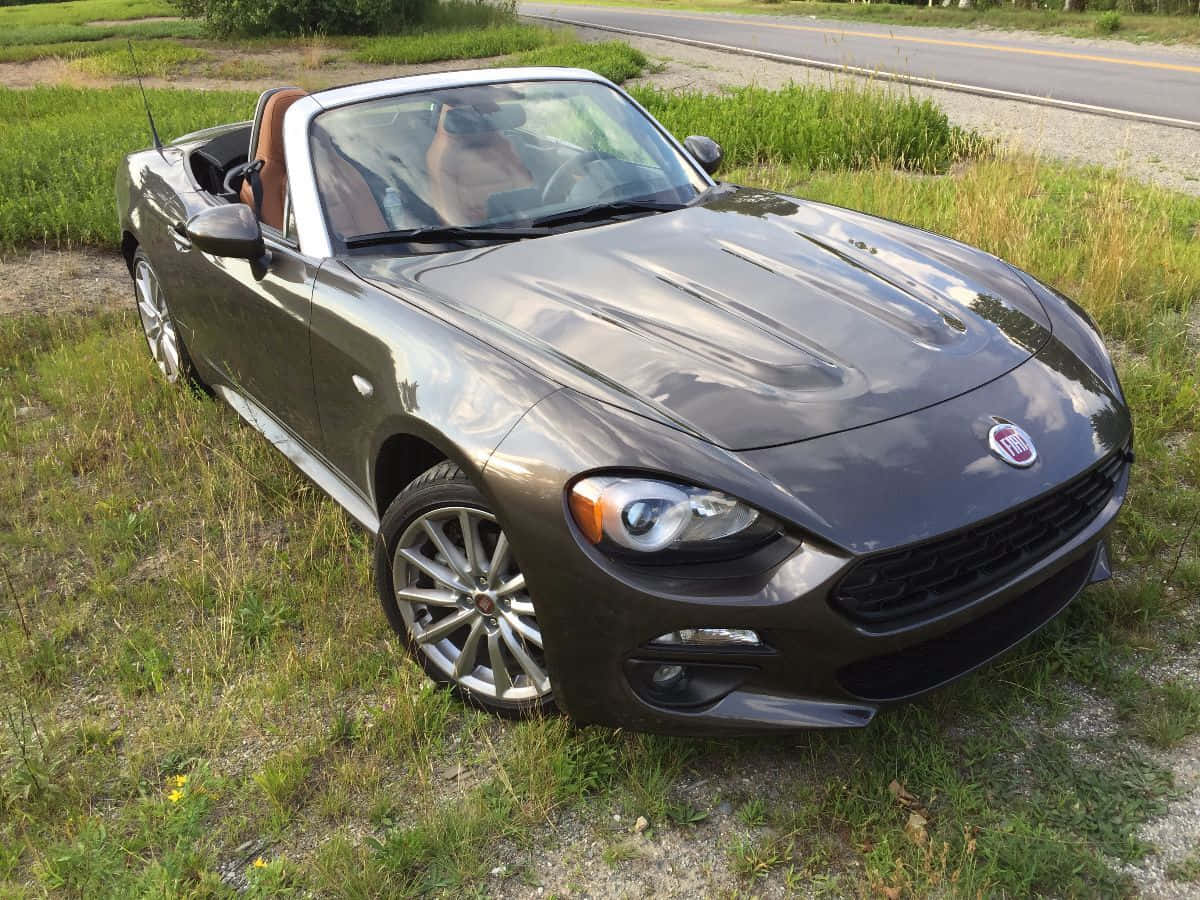 Fiat 124 Spider, gray, convertible, SD Desktop Wallpaper