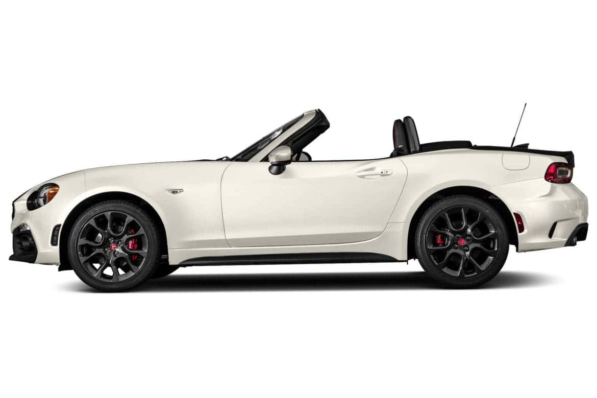 Fiat 124 Spider, white convertible sports car, black accents, SD Desktop Wallpaper