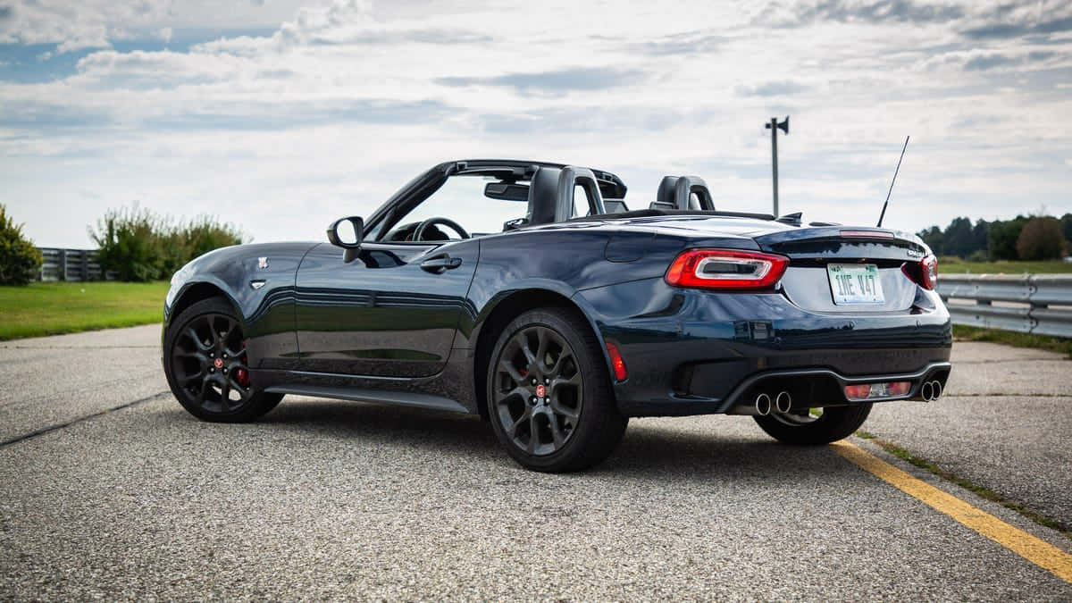 Fiat 124 Spider, dark blue, convertible, SD Desktop Wallpaper