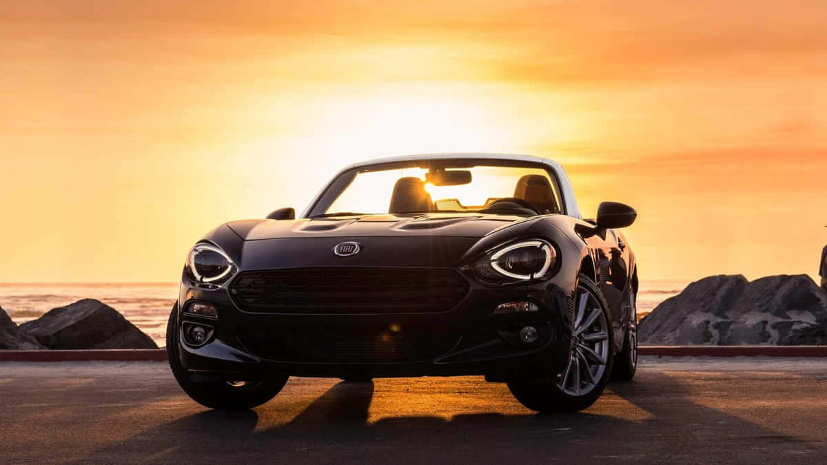 Fiat 124 Spider, black, convertible, SD Desktop Wallpaper