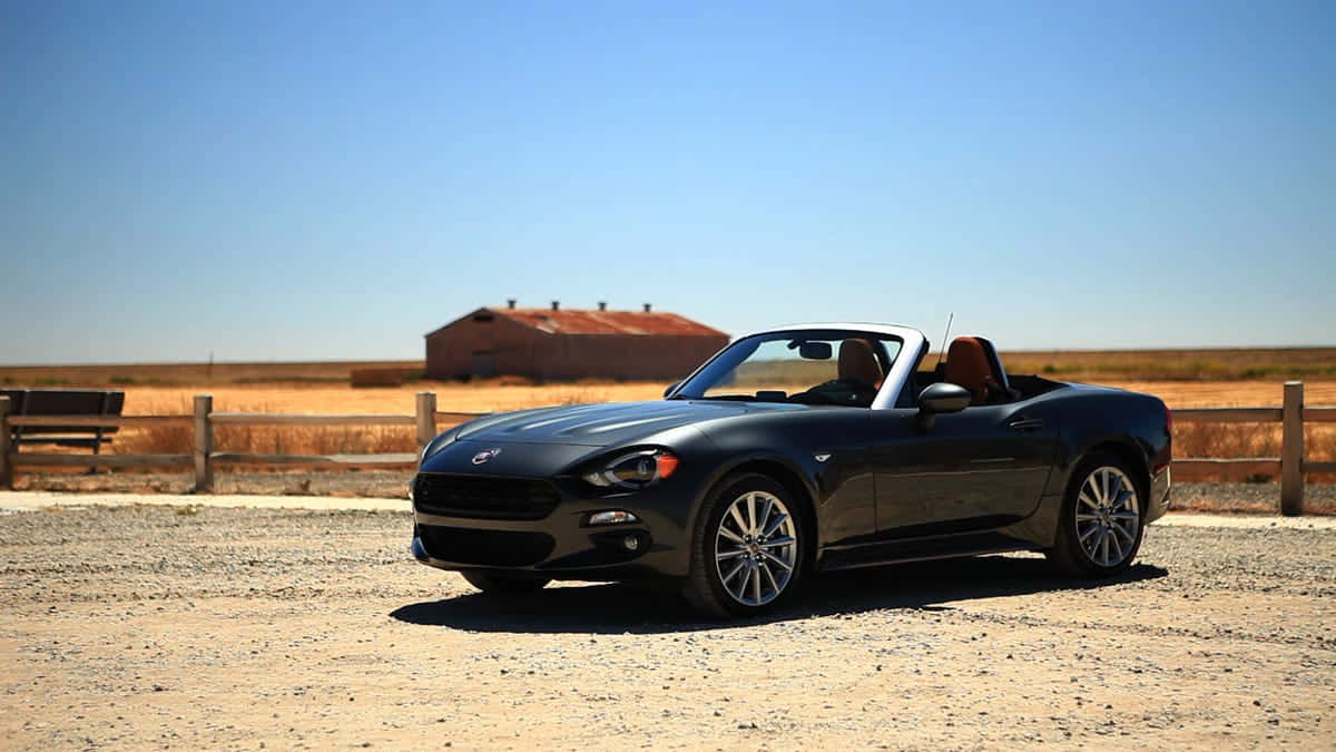 Fiat 124 Spider, black, convertible, SD Desktop Wallpaper