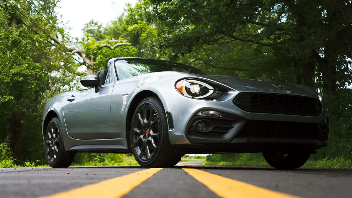 Fiat 124 Spider, silver, convertible, SD Desktop Wallpaper