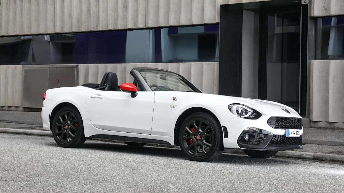 Fiat 124 Spider, white, black accents, SD Desktop Wallpaper