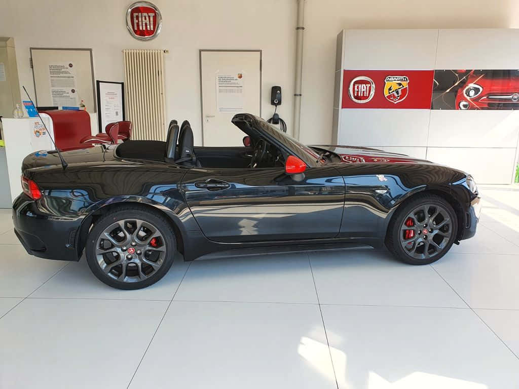 Fiat 124 Spider, black, red accents, SD Desktop Wallpaper