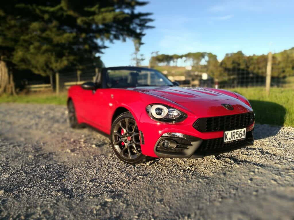 Fiat 124 Spider, vibrant red, convertible sports car, SD Desktop Wallpaper