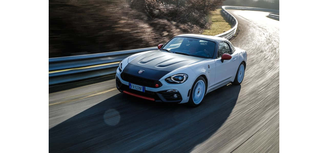 Fiat 124 Spider, white, curving mountain road, HD Desktop Wallpaper