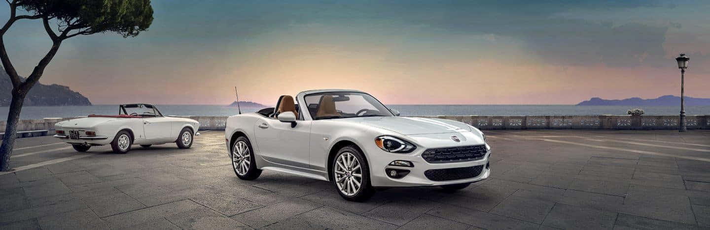 Fiat 124 Spider, white, convertible, HD Desktop Wallpaper