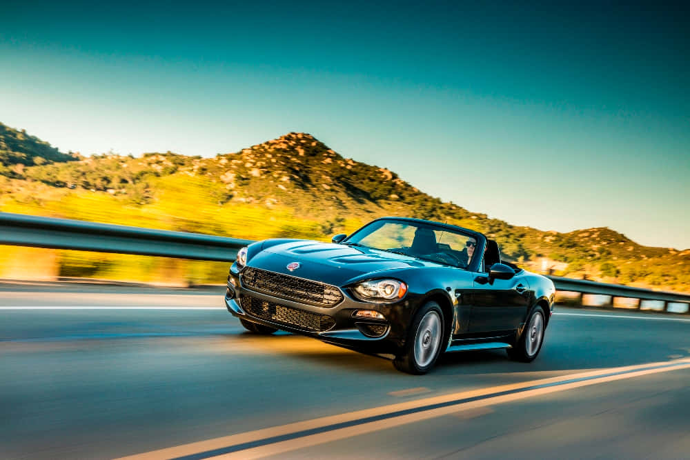Fiat 124 Spider, black, convertible, SD Desktop Wallpaper