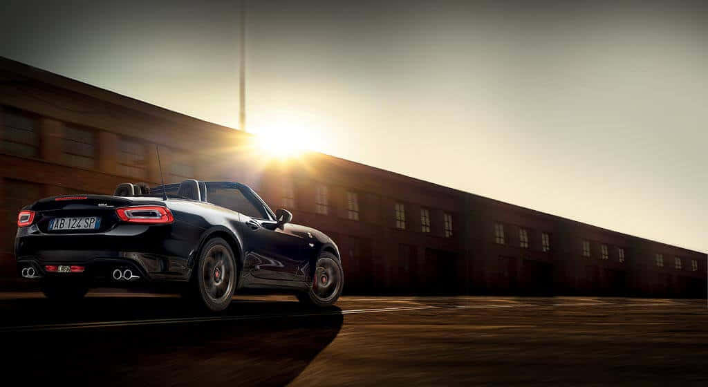 Fiat 124 Spider, black, convertible, SD Desktop Wallpaper