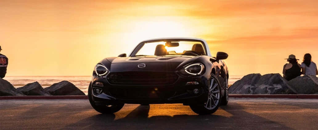 Fiat 124 Spider, black, convertible, SD Desktop Wallpaper