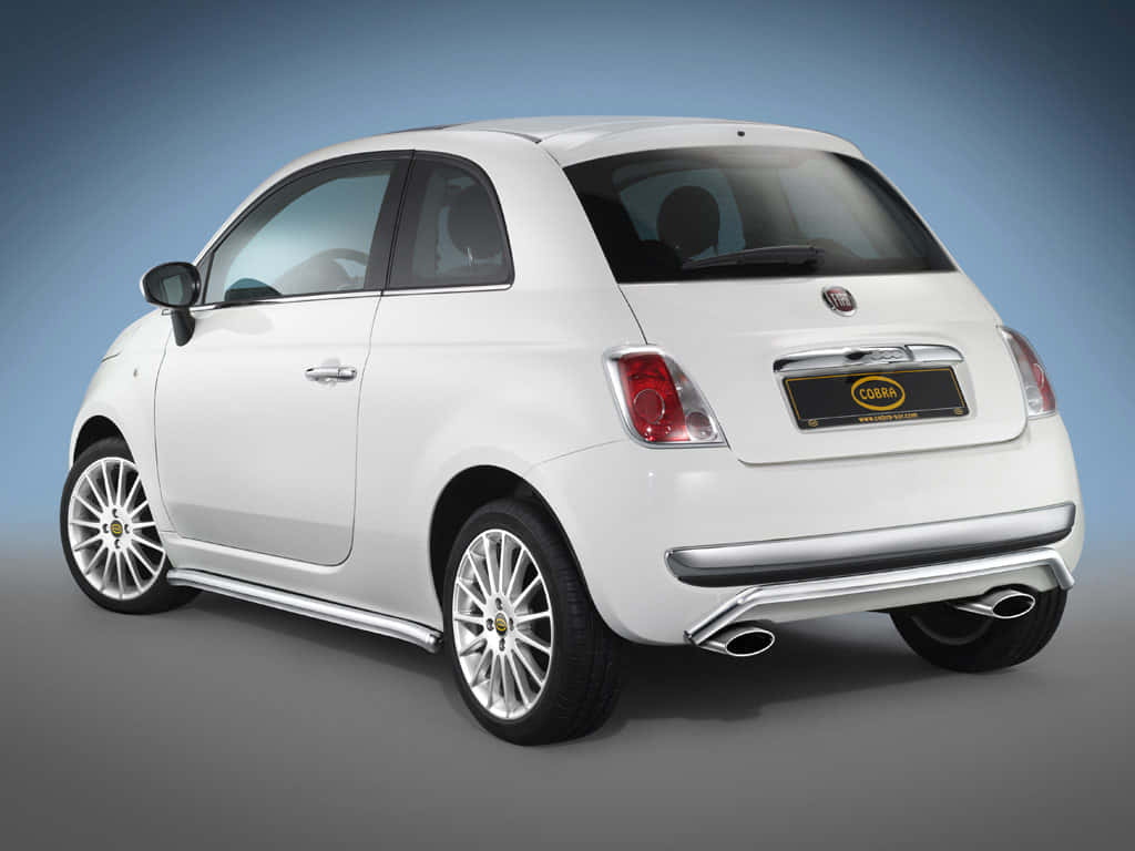 Fiat 500, white, custom Cobra badge, SD Desktop Wallpaper