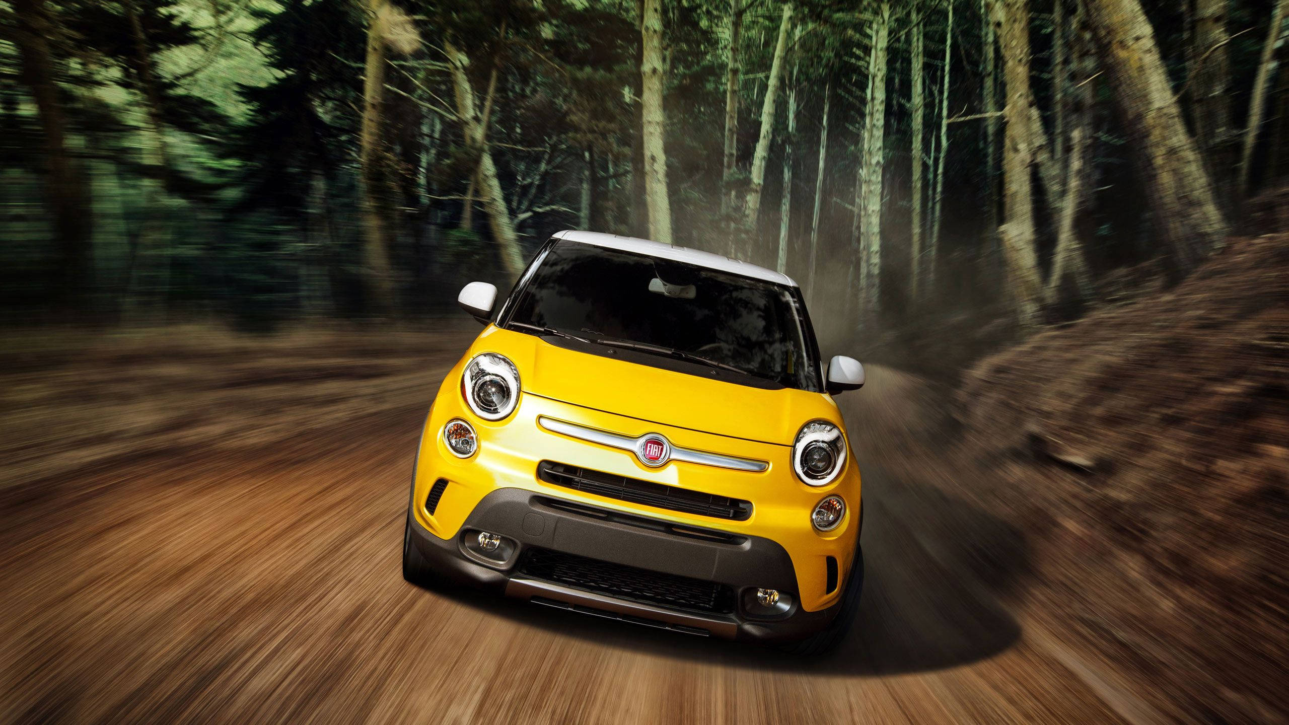 Fiat 500L, Trekking, bright yellow, 2K Desktop Wallpaper
