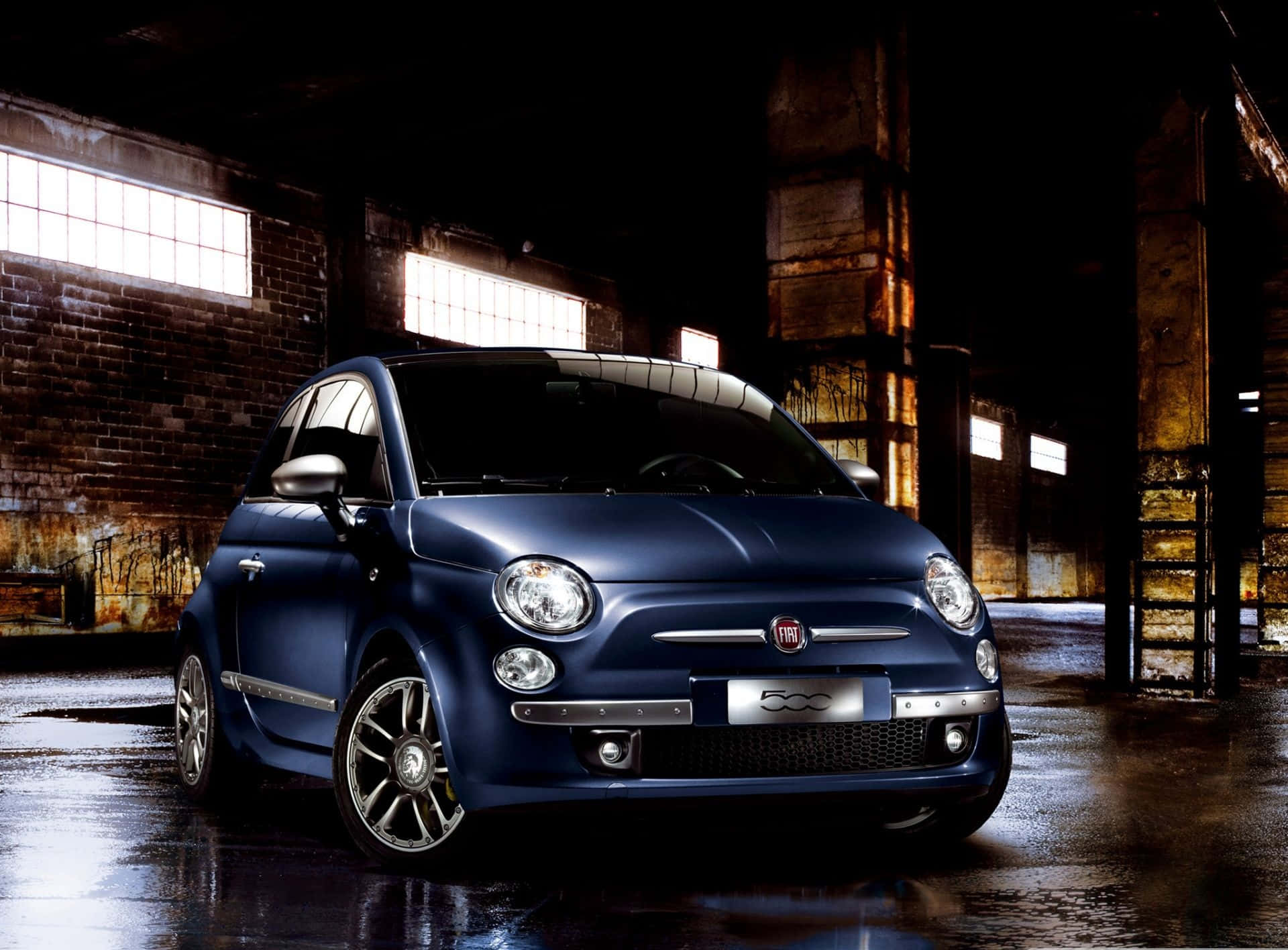 Fiat 500L, blue, industrial warehouse, Full HD Desktop Wallpaper
