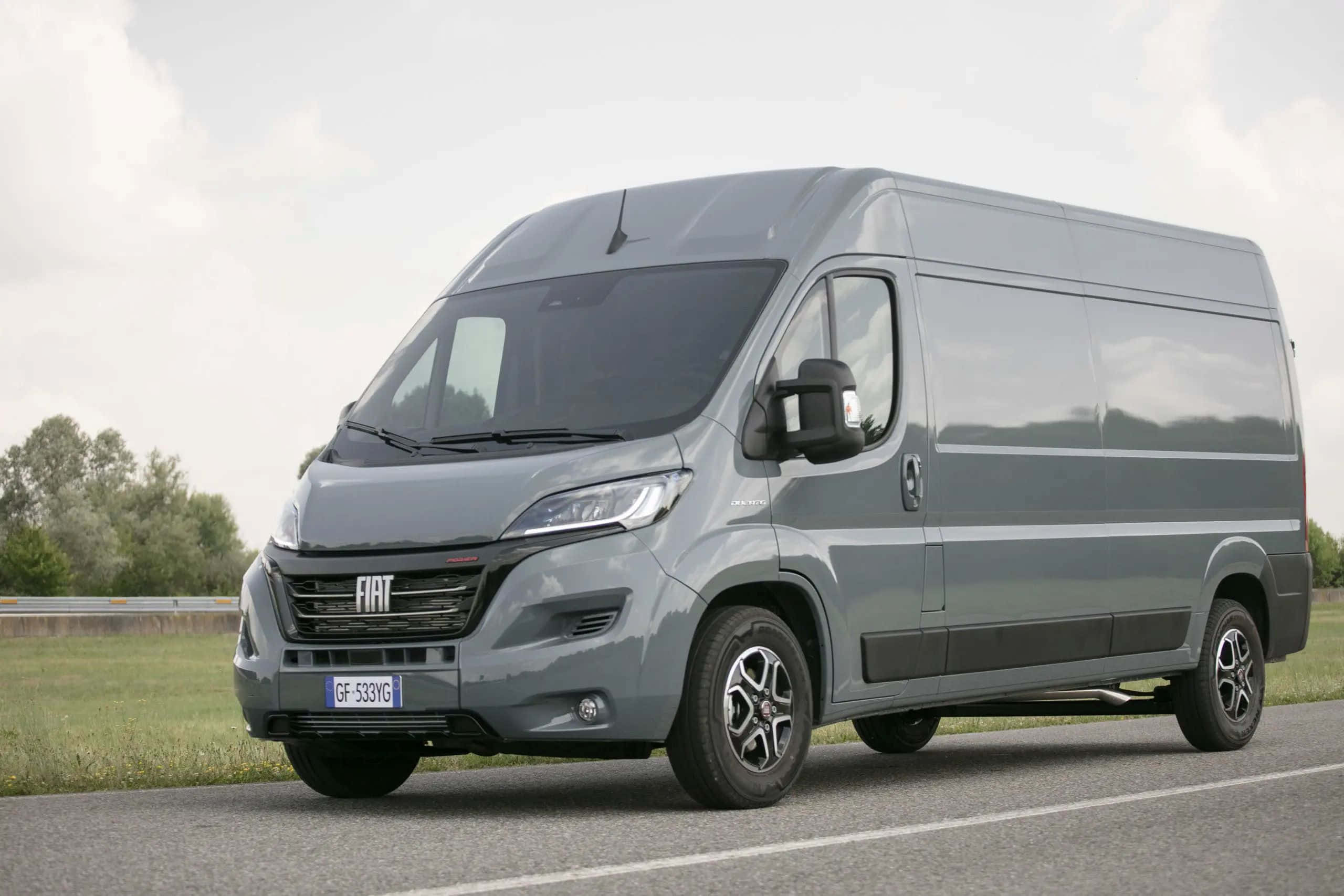 Fiat Ducato, gray, paved road, 2K Desktop Wallpaper