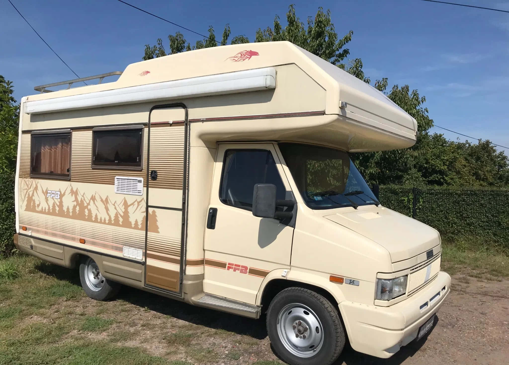 Fiat Ducato, camper van, beige, Full HD Desktop Wallpaper