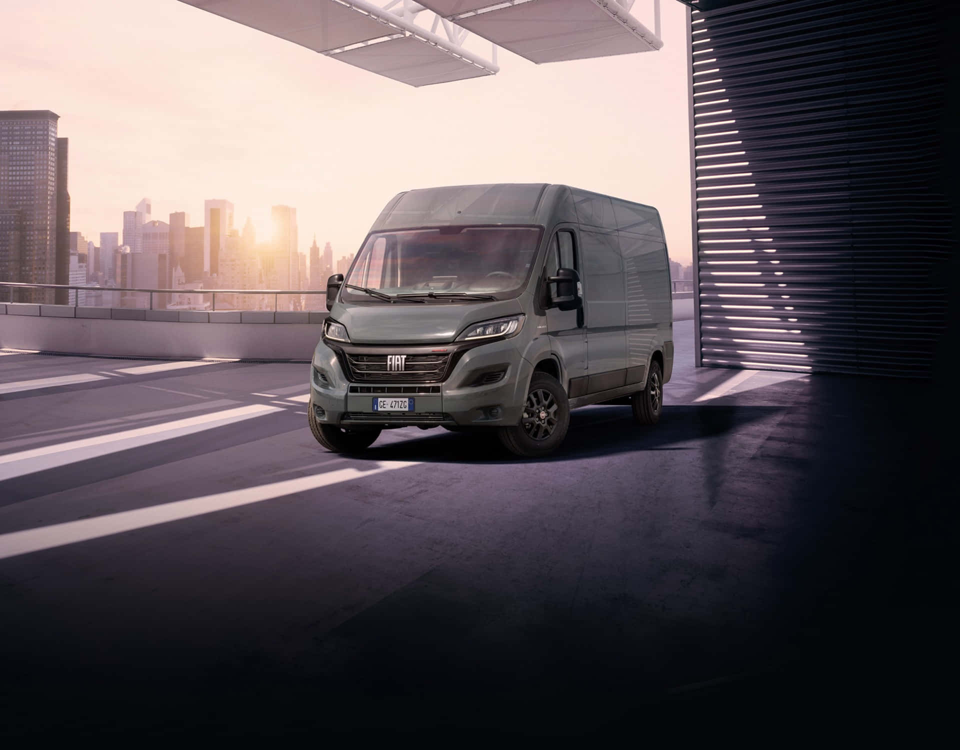 Fiat Ducato, van, urban rooftop, Full HD Desktop Wallpaper