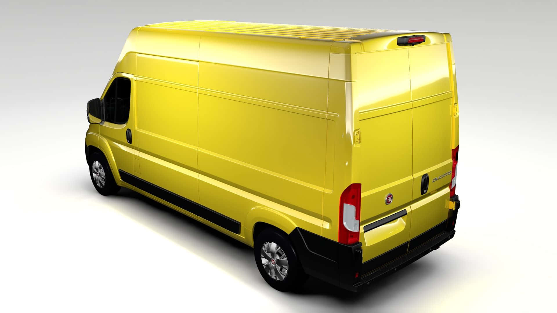 Fiat Ducato, yellow van, three quarter rear view, Full HD Desktop Wallpaper