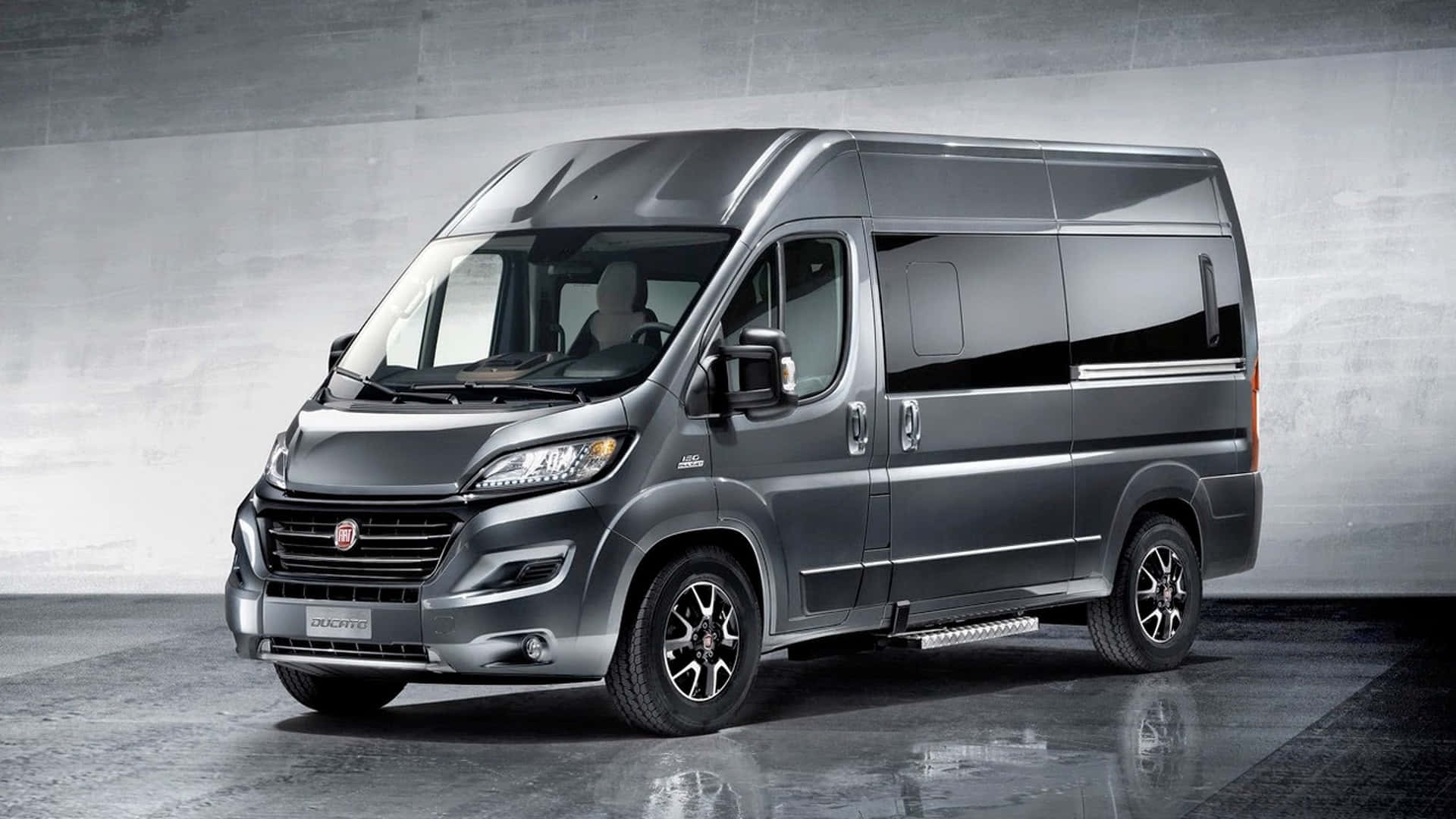 Fiat Ducato, metallic gray, black trim, Full HD Desktop Wallpaper