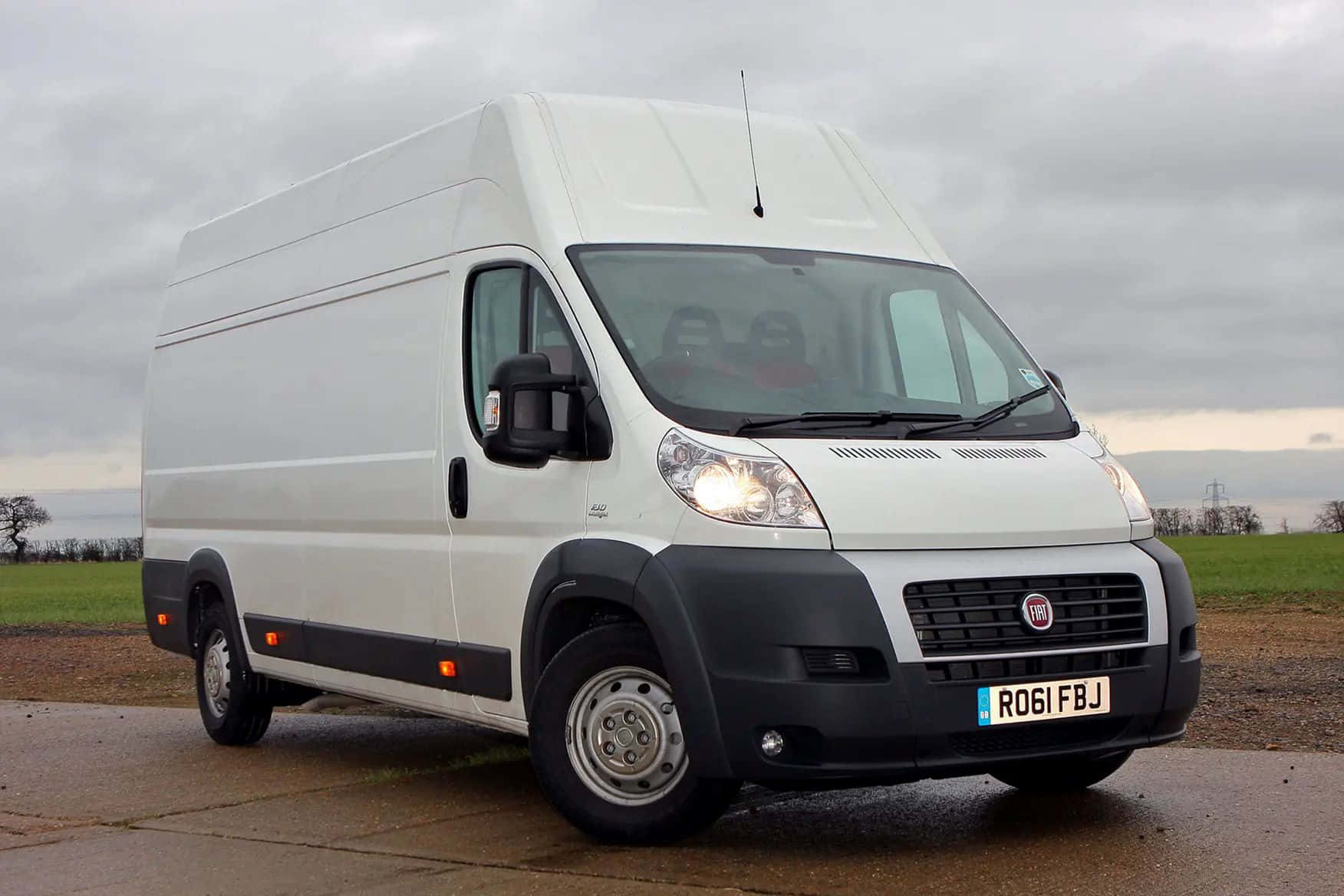 Fiat Ducato, white van, wet pavement, HD Desktop Wallpaper