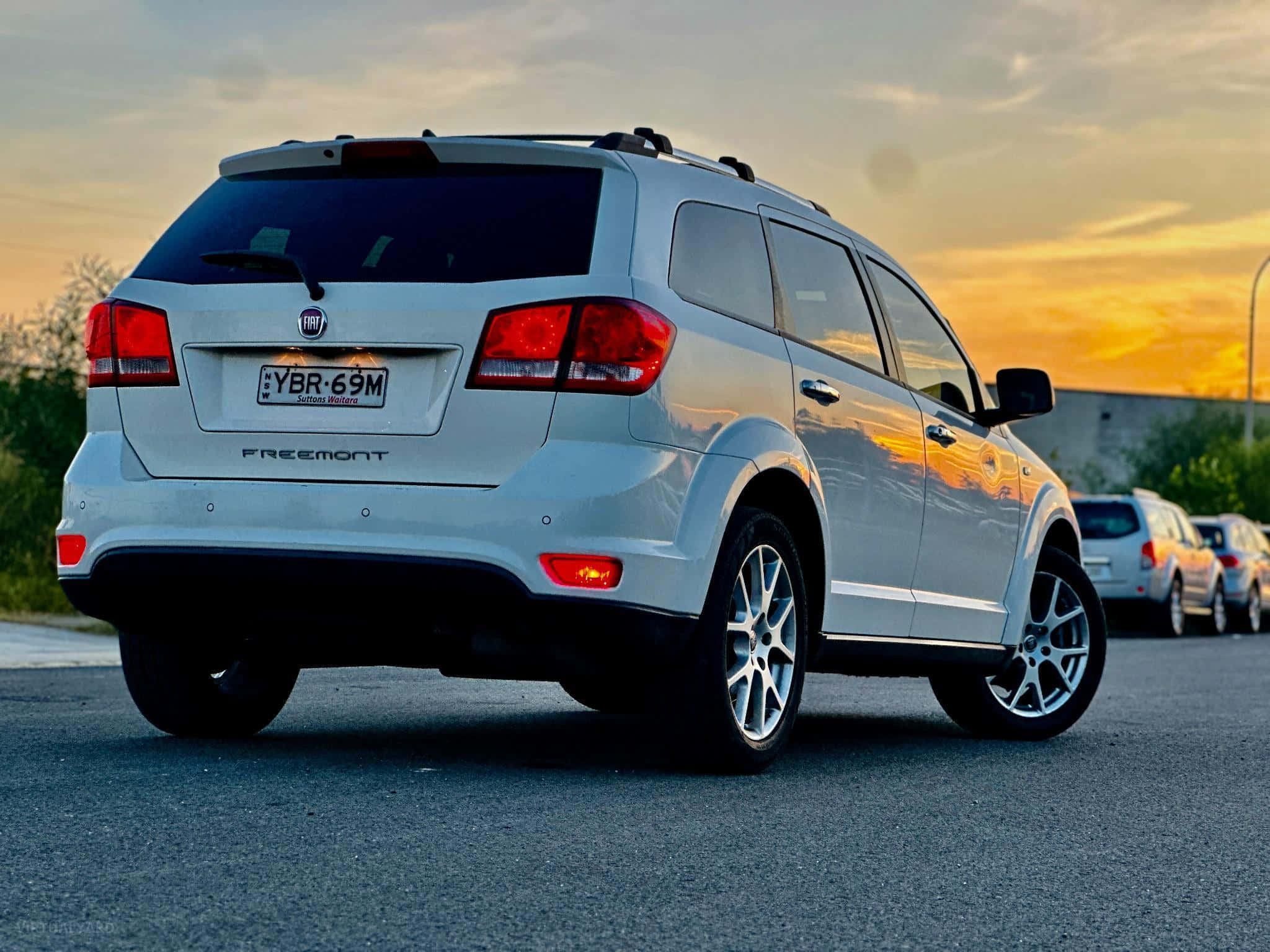 Fiat Freemont, sunset, silver, Full HD Desktop Wallpaper